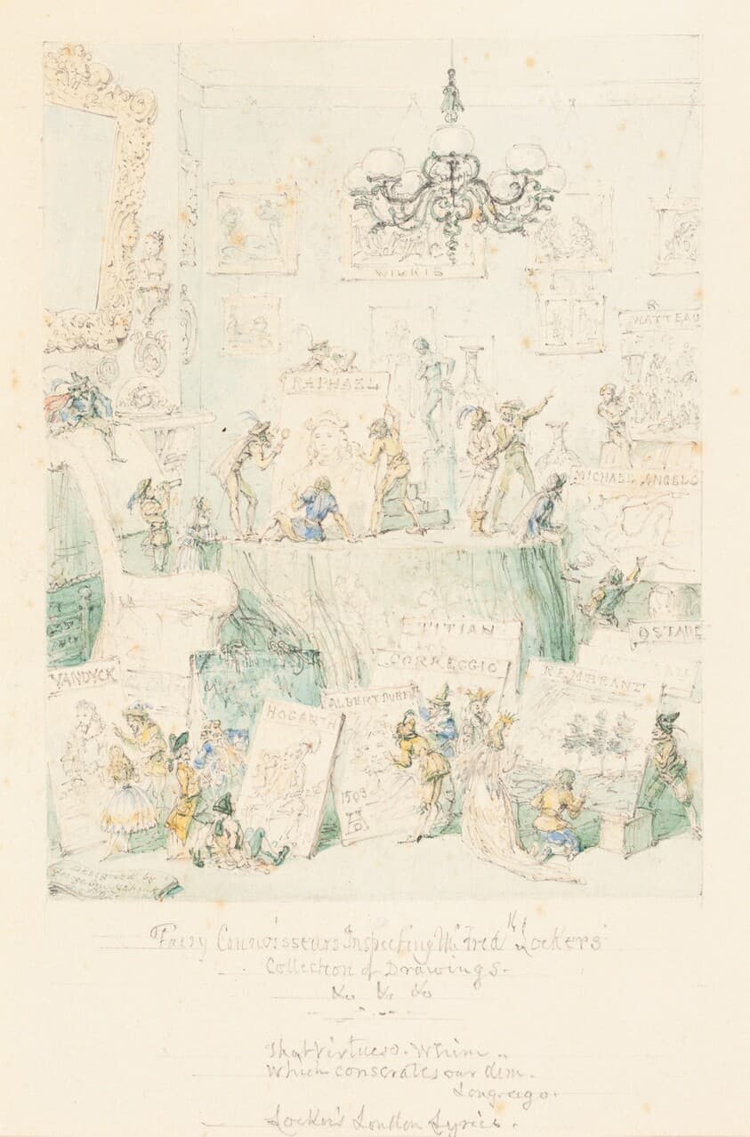 Fairy Connoisseurs Inspecting Mr. Frederick Locker's Collection of Drawings — George Cruikshank