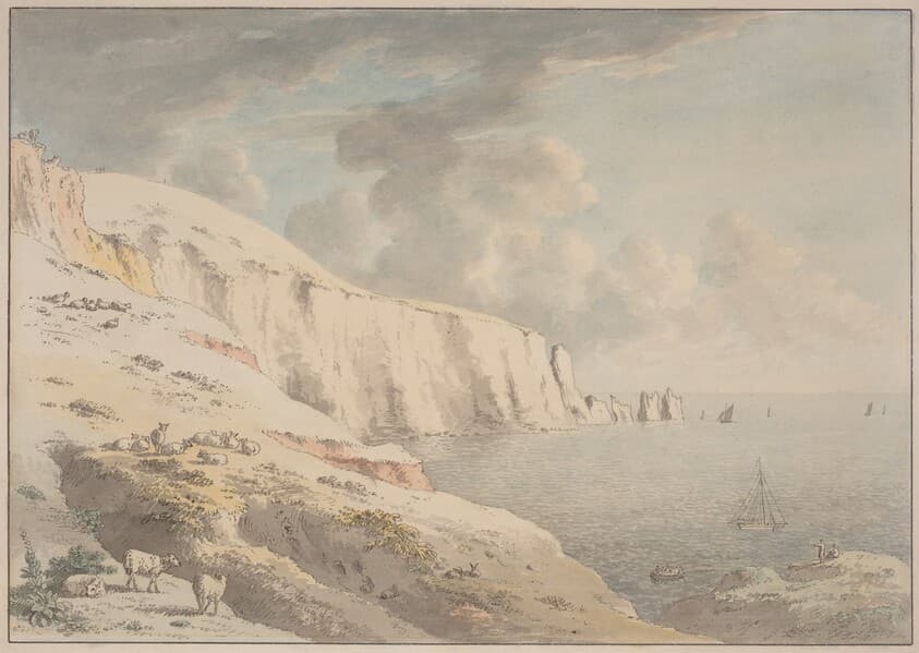 View of the Needles, and White Cliffs Taken from Allum Bay, Isle of Wight — Anthony Devis