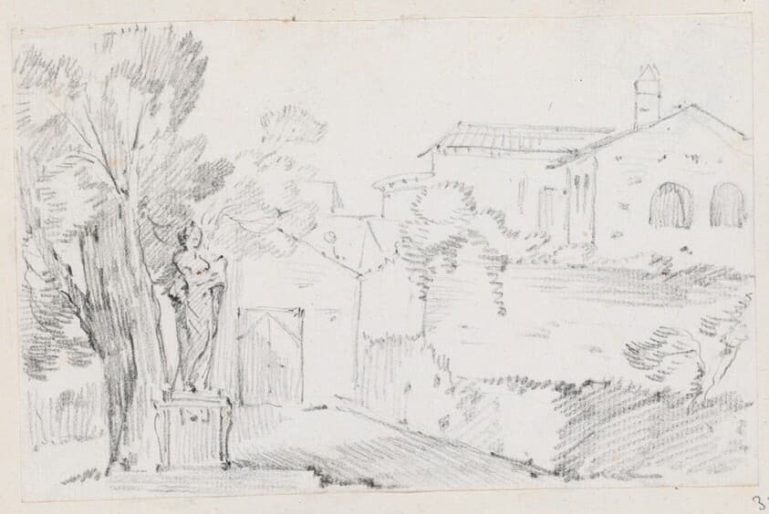 Corner of an Italian Garden with a Church Beyond — Joseph-Marie Vien