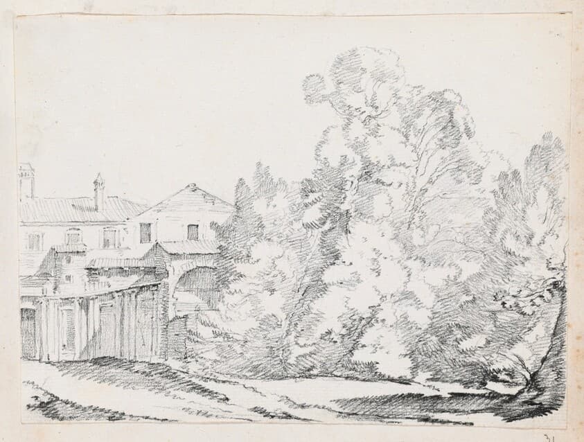 Trees Screening a House Built on Ancient Ruins — Joseph-Marie Vien