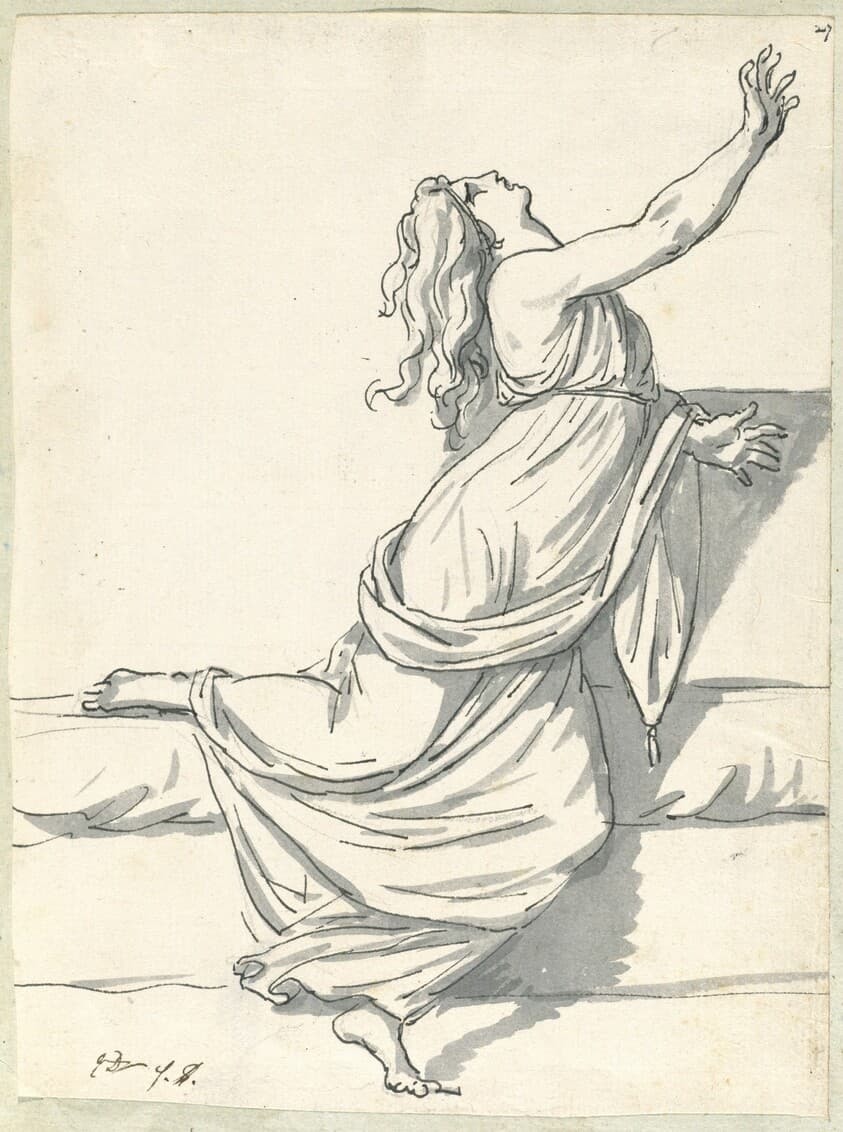 A Distraught Woman with Her Head Thrown Back — Jacques-Louis David