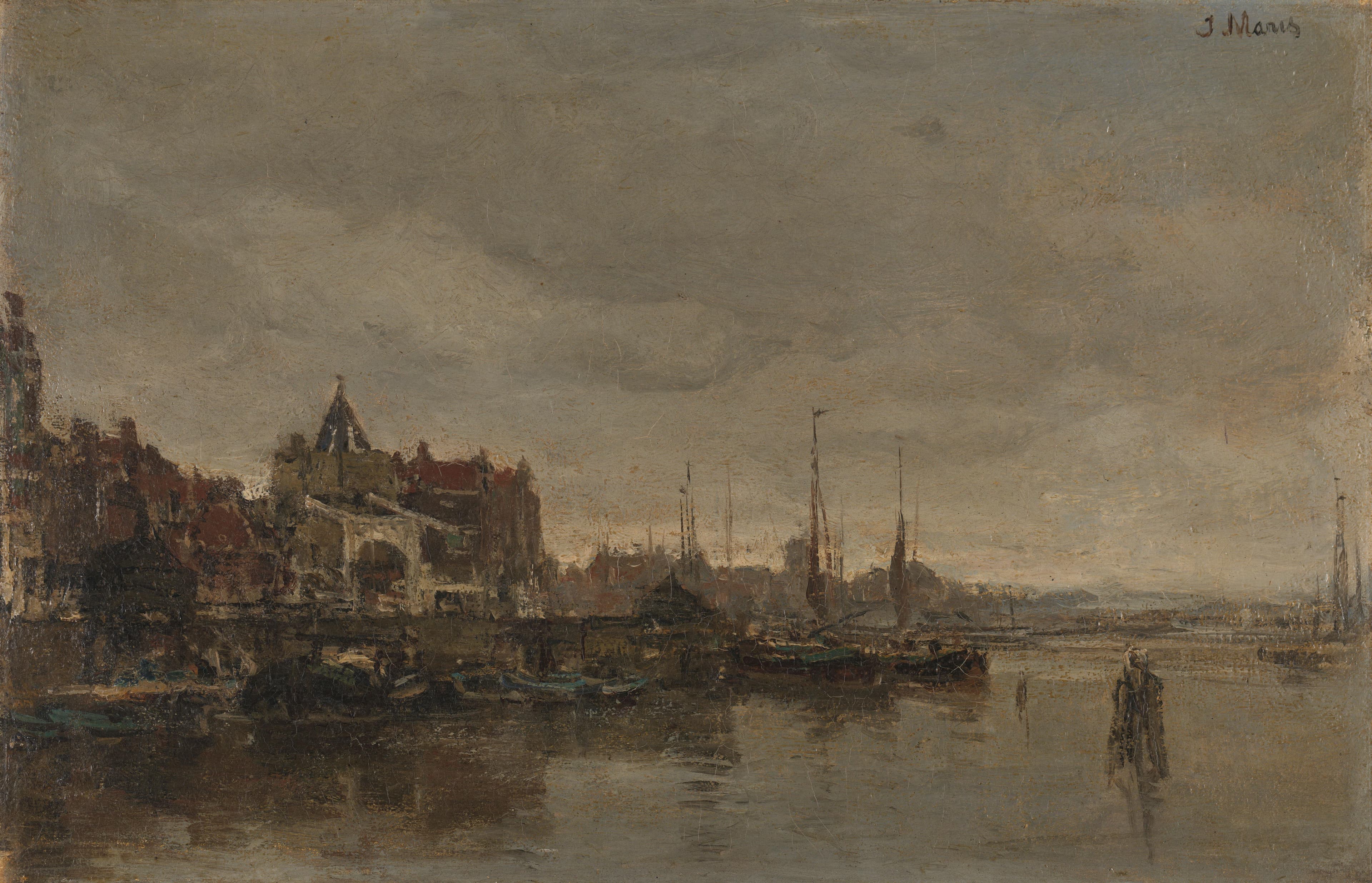 De Schreierstoren met de brug over de Gelderse Kade te Amsterdam — Jacob Maris