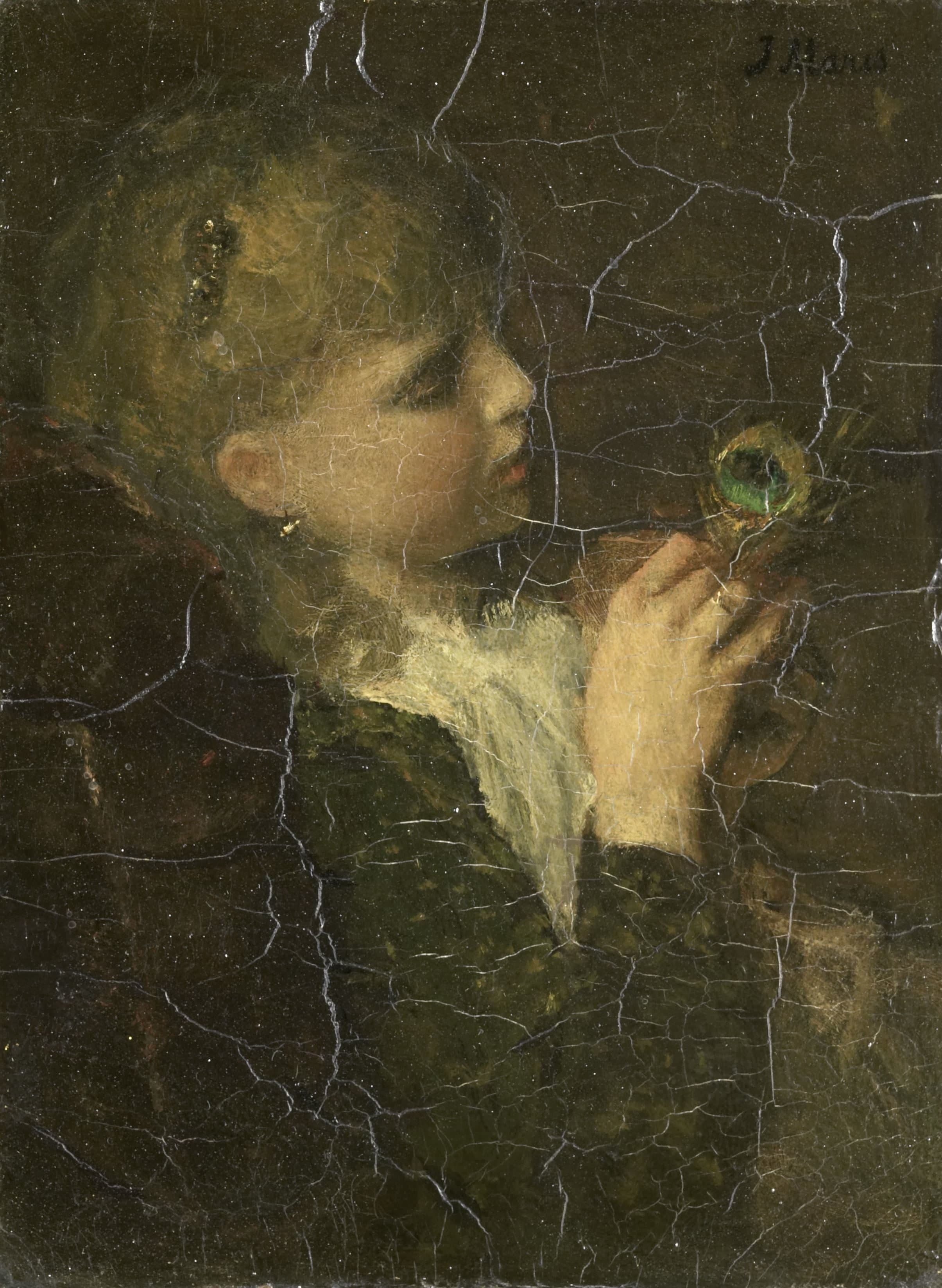 Girl with a Peacock Feather — Jacob Maris