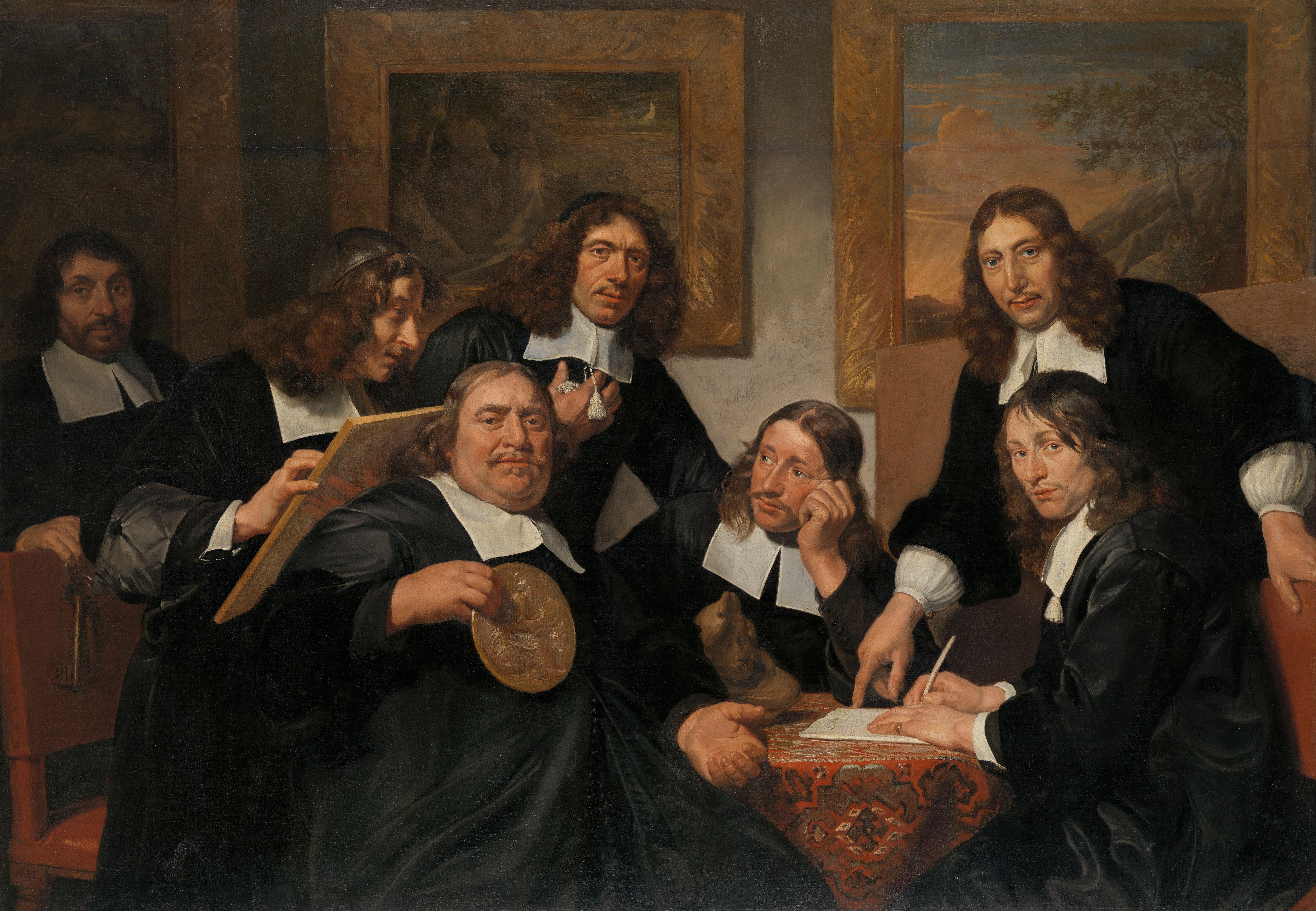 De overlieden van het Sint Lucasgilde te Haarlem, 1675 — Jan de Bray