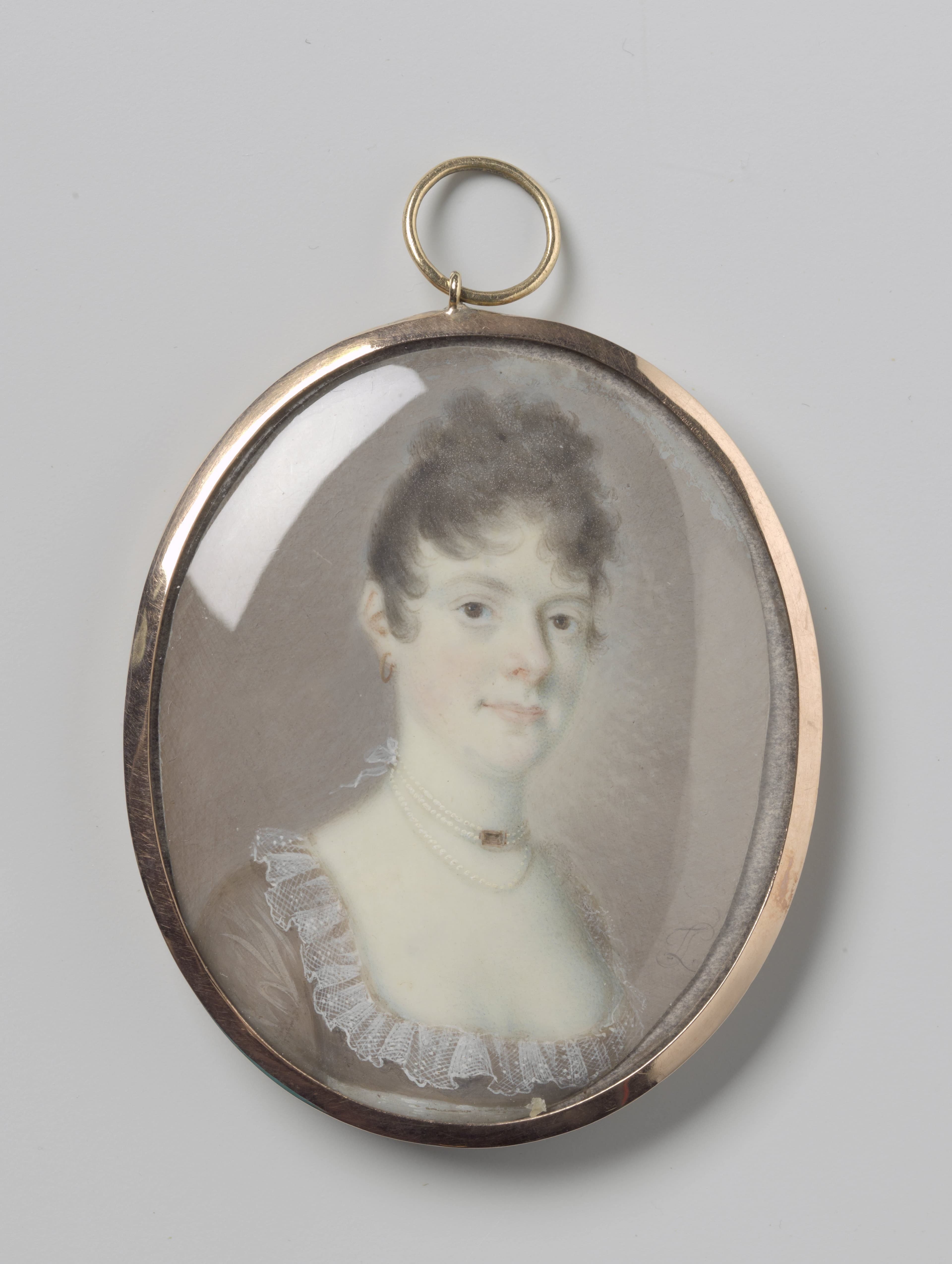 Portret van een vrouw met een parelcollier — Leonardus Temminck
