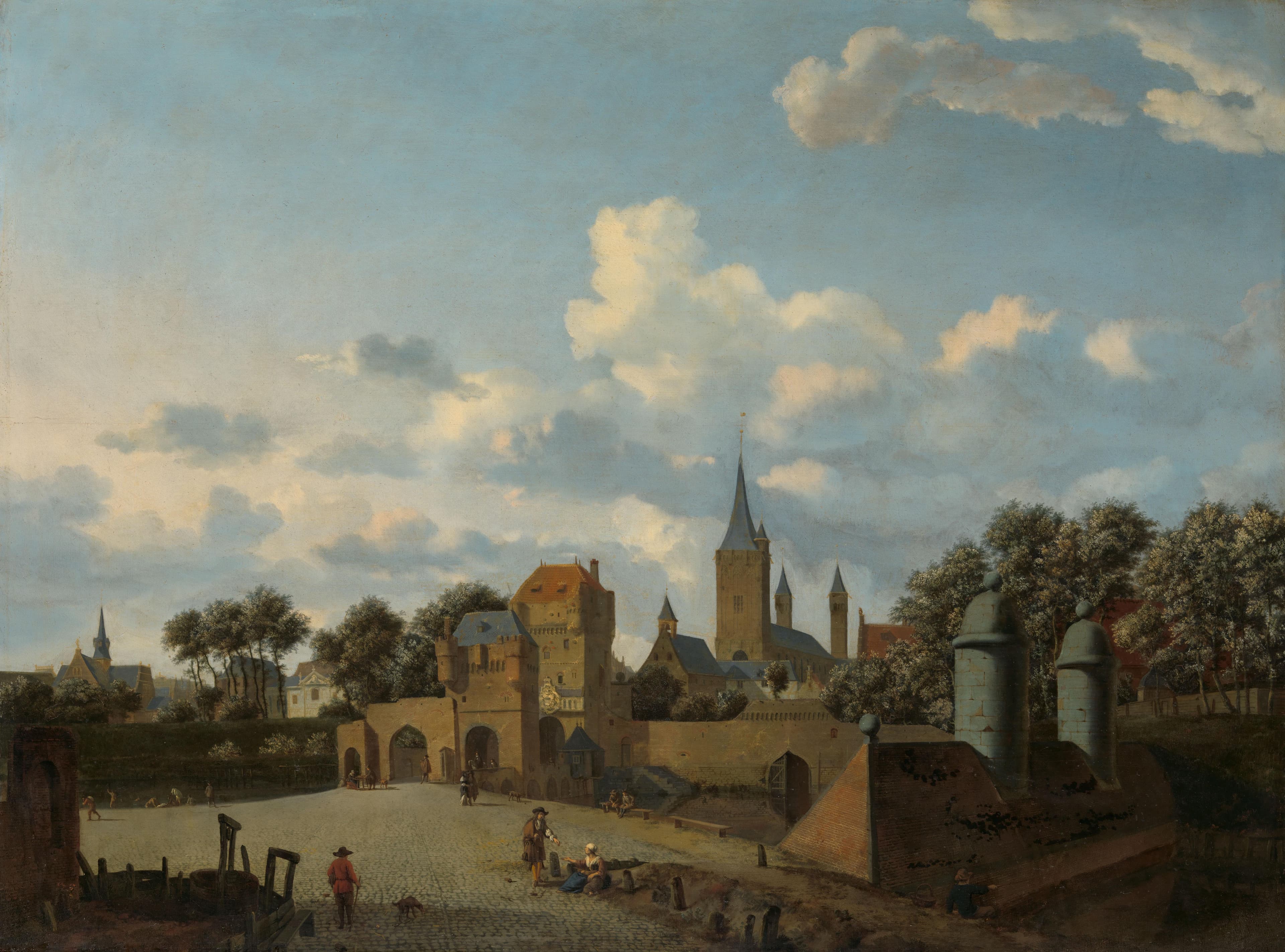 De Sankt Severin te Keulen opgenomen in een gefantaseerd stadsbeeld — Adriaen van de Velde