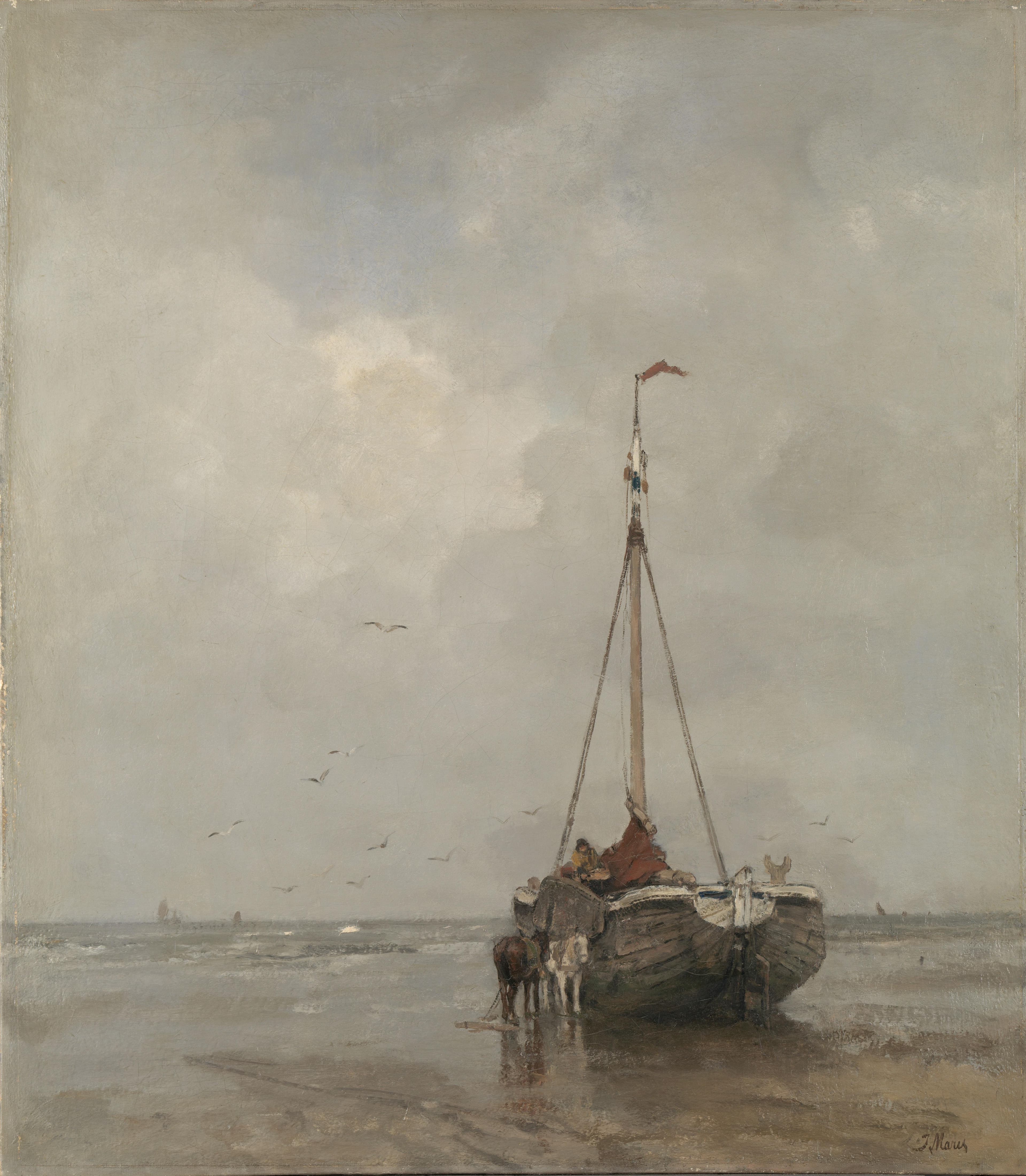 Bomschuit op het Scheveningse strand — Jacob Maris