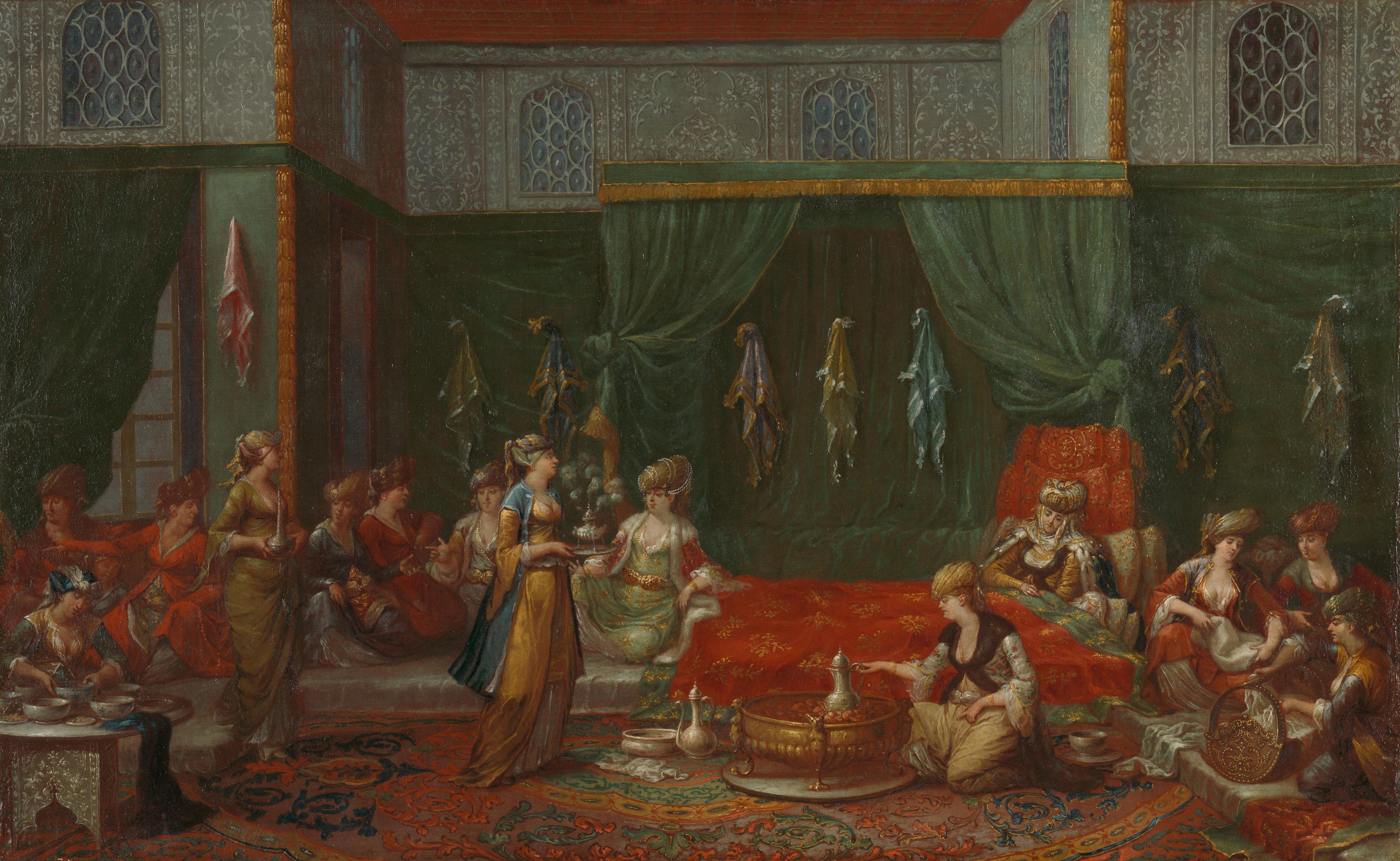 Kraamkamer van een voorname Turkse vrouw — Jean Baptiste Vanmour