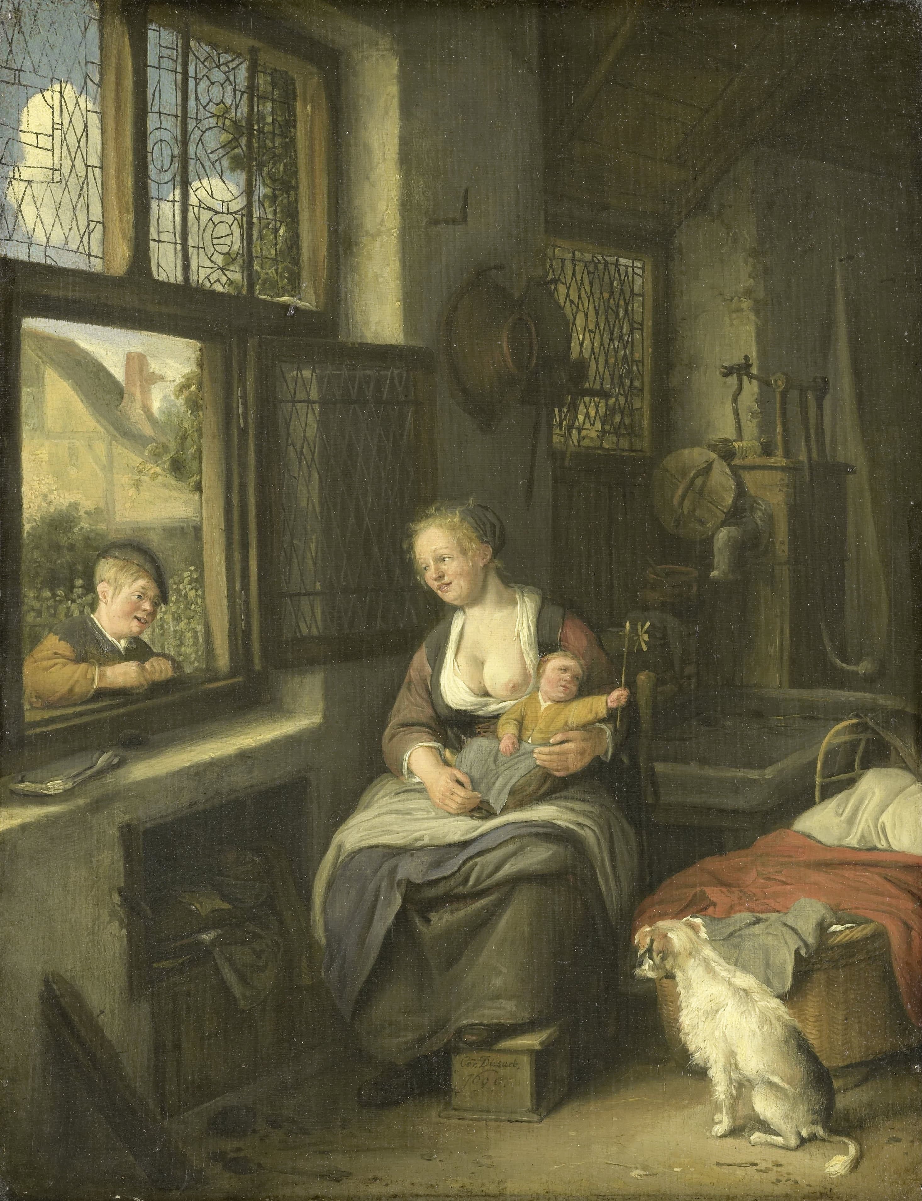 A Mother with her Children — Cornelis Dusart