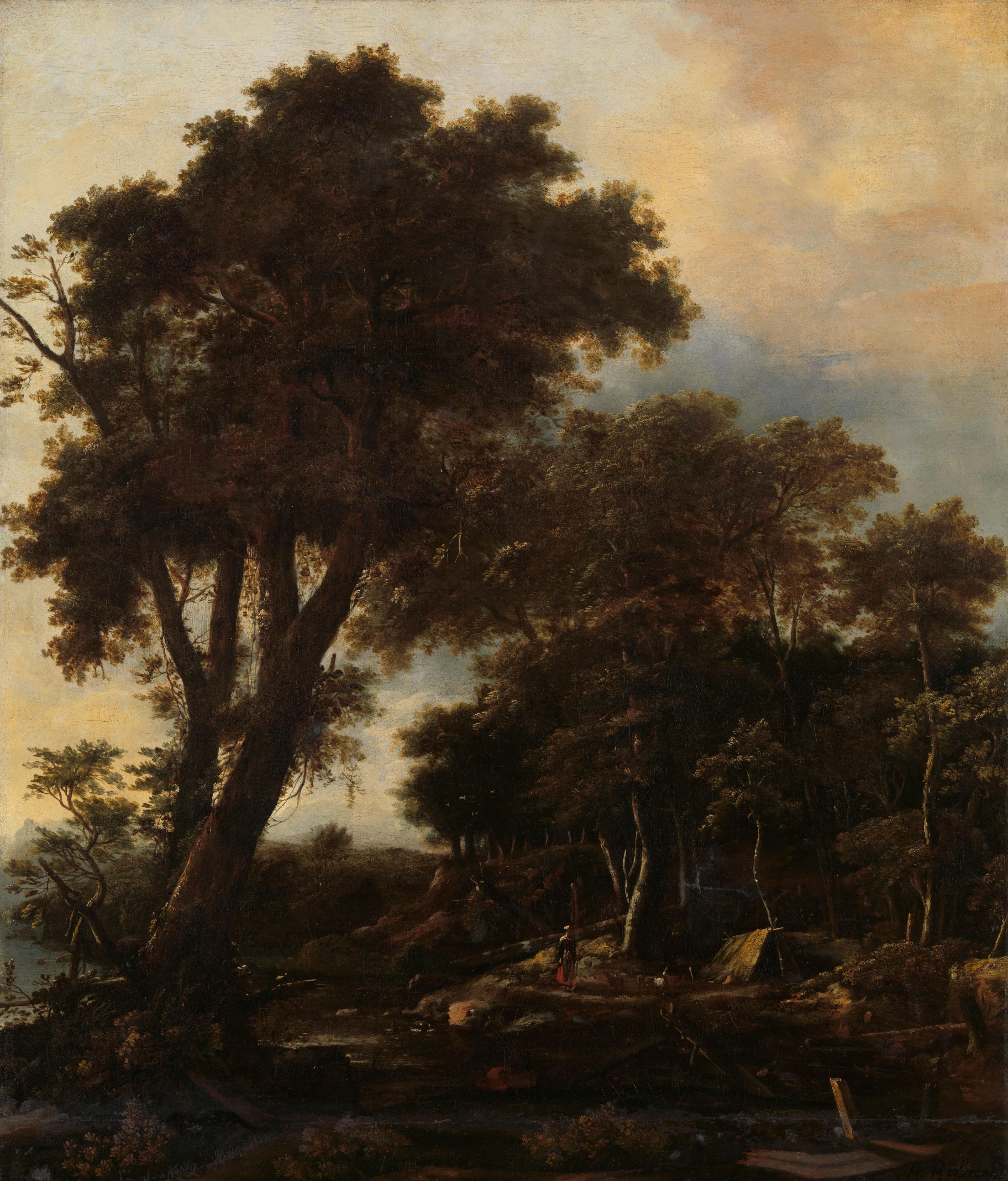 Boslandschap met hut — Roelant Roghman