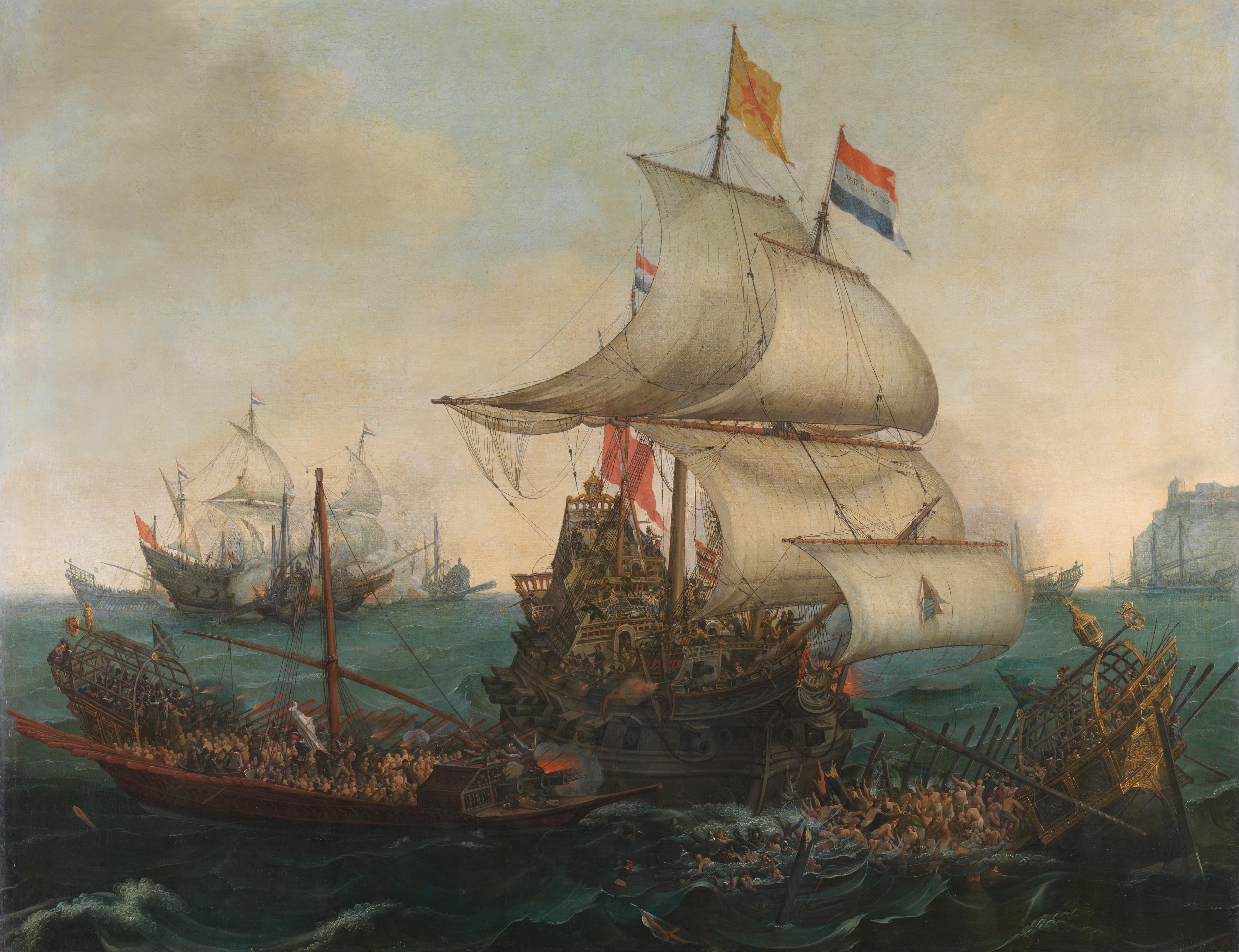 Dutch Ships Ramming Spanish Galleys off the English Coast, 3 October 1602 — Hendrick Cornelisz Vroom