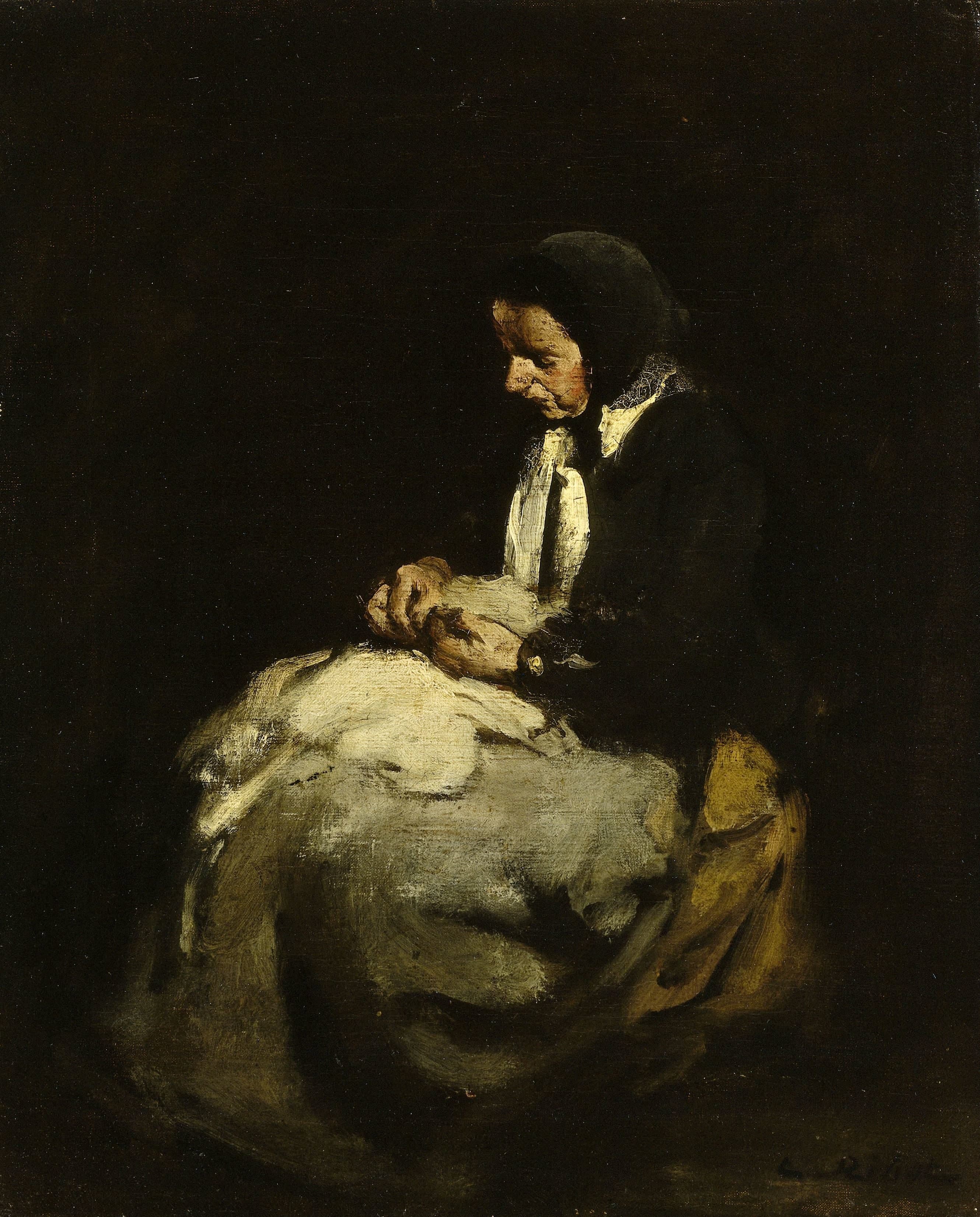 Woman sewing — Théodule Augustin Ribot