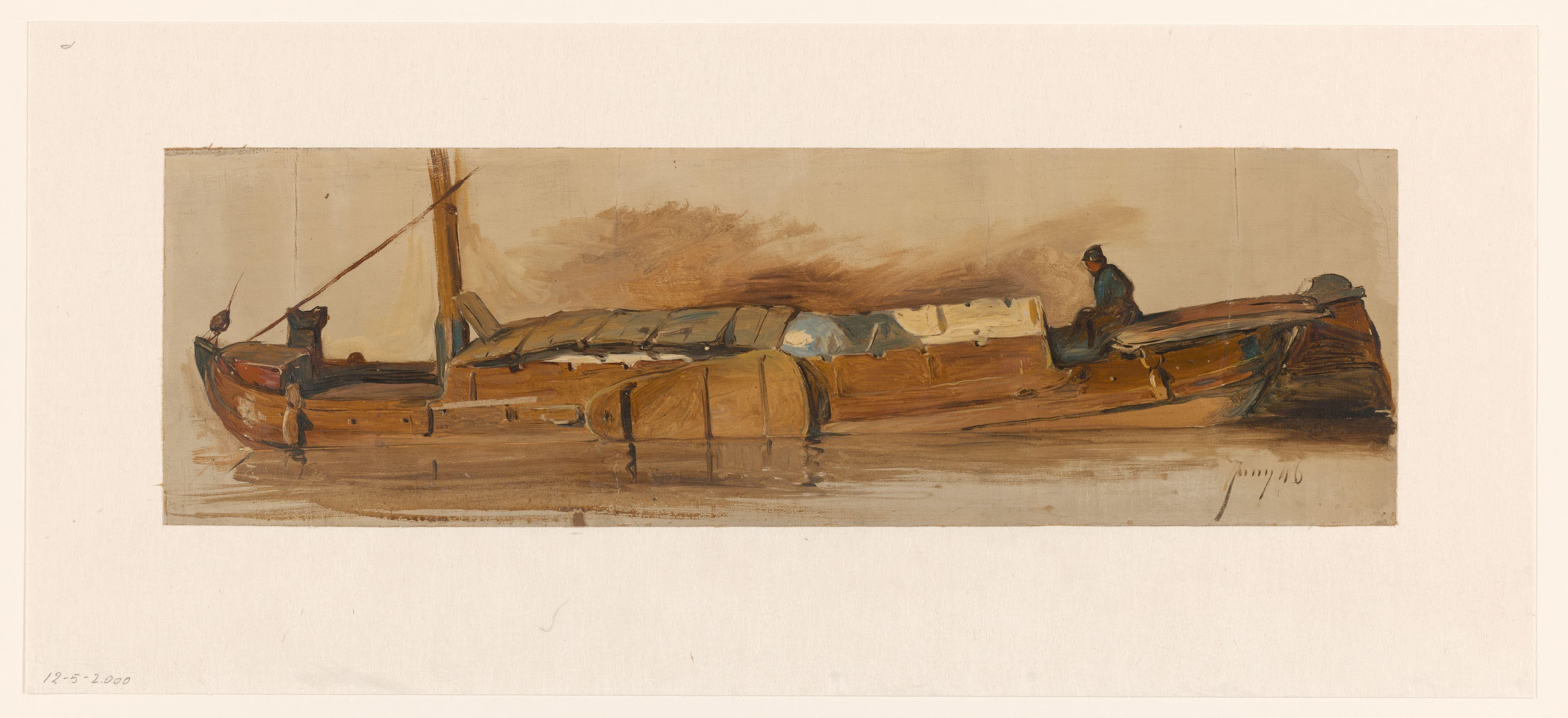 Lange schuit met schipper — Jan Weissenbruch