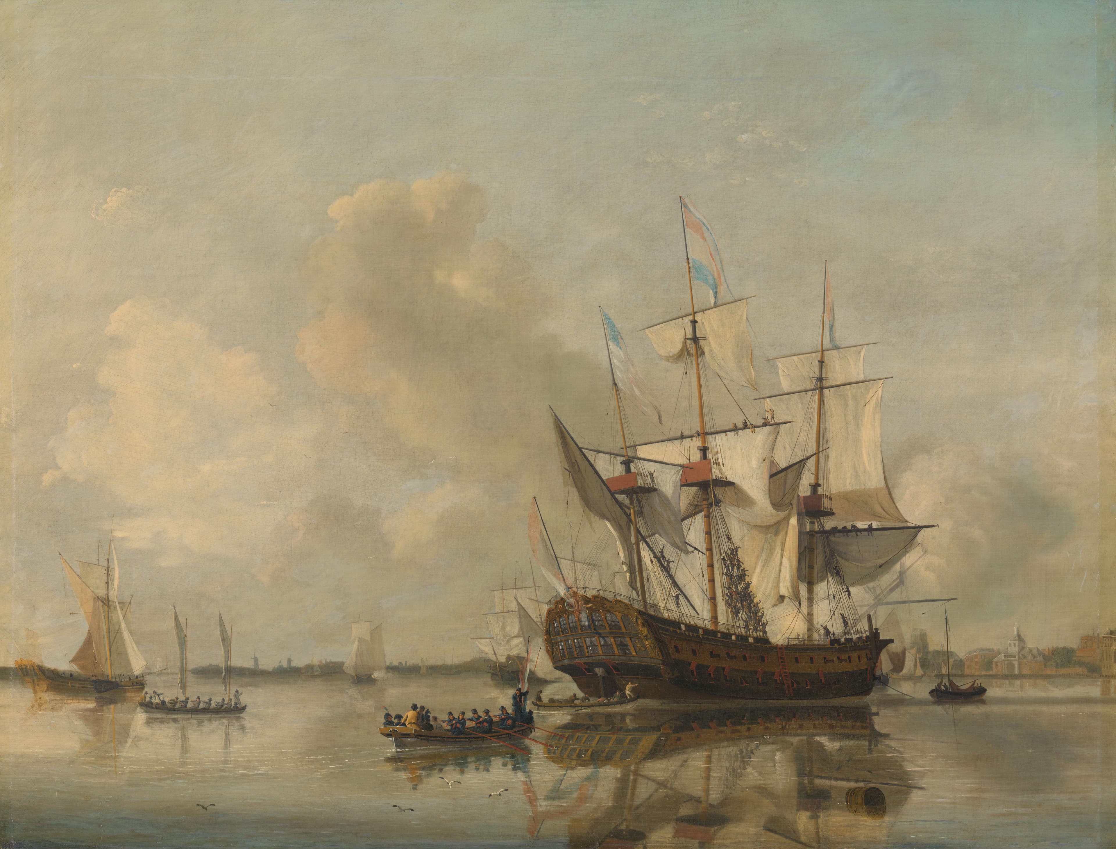 The Navy's Frigate 'Rotterdam' on the Maas off Rotterdam — Nicolaas Baur