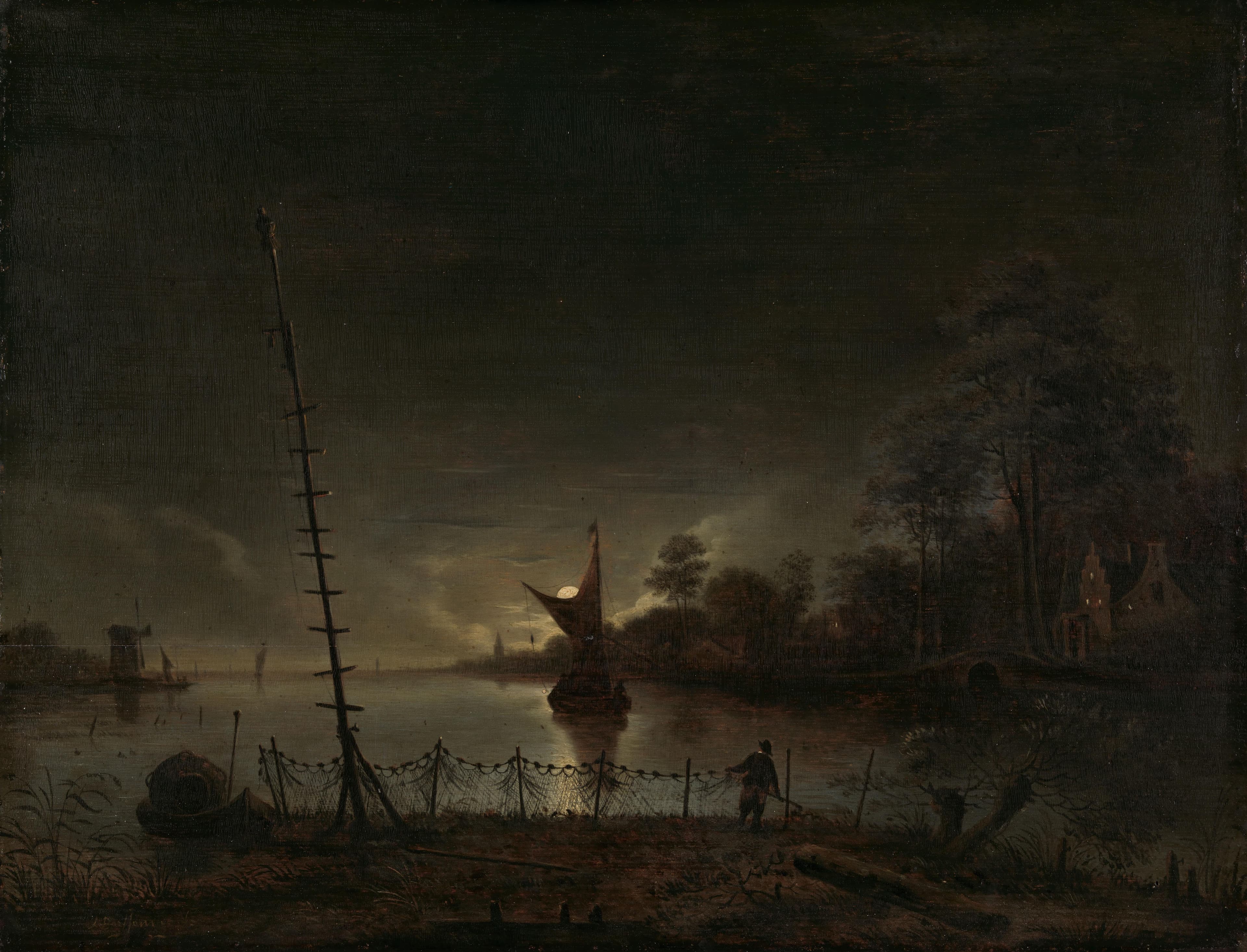 Moonlit Landscape — Anthonie van Borssom