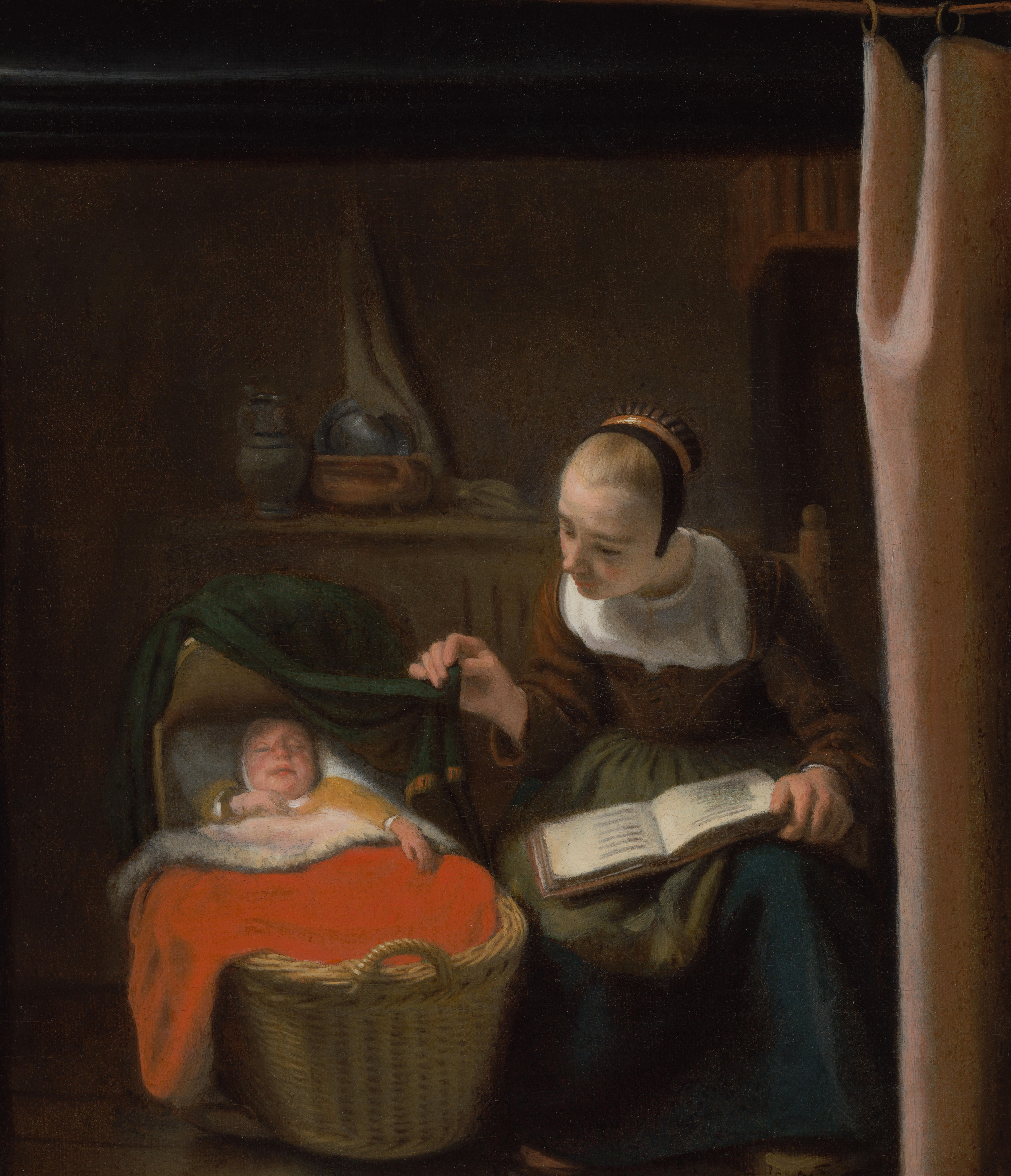 Woman at a Cradle — Nicolaes Maes