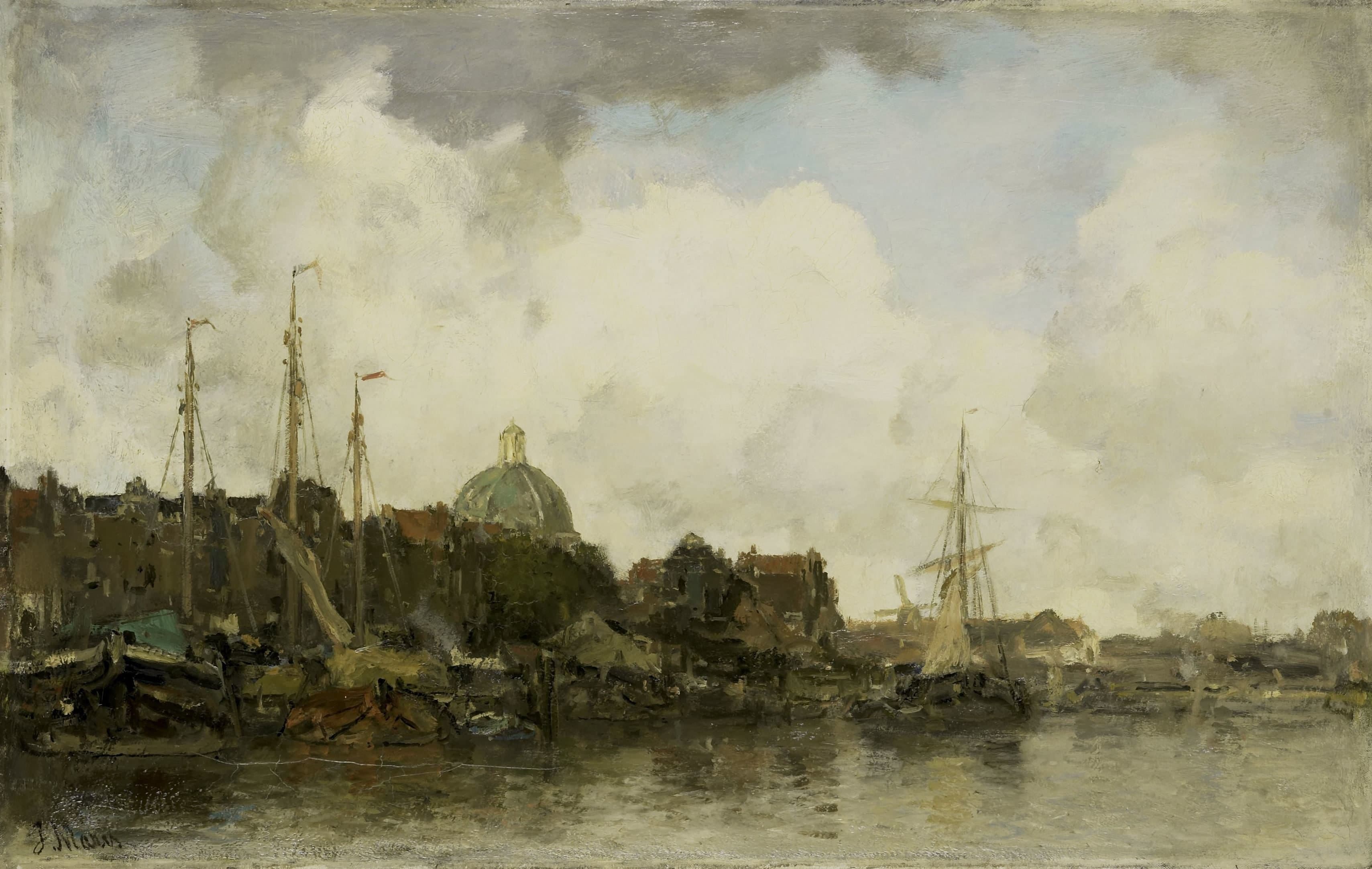 Stadsgezicht met koepelkerk — Jacob Maris