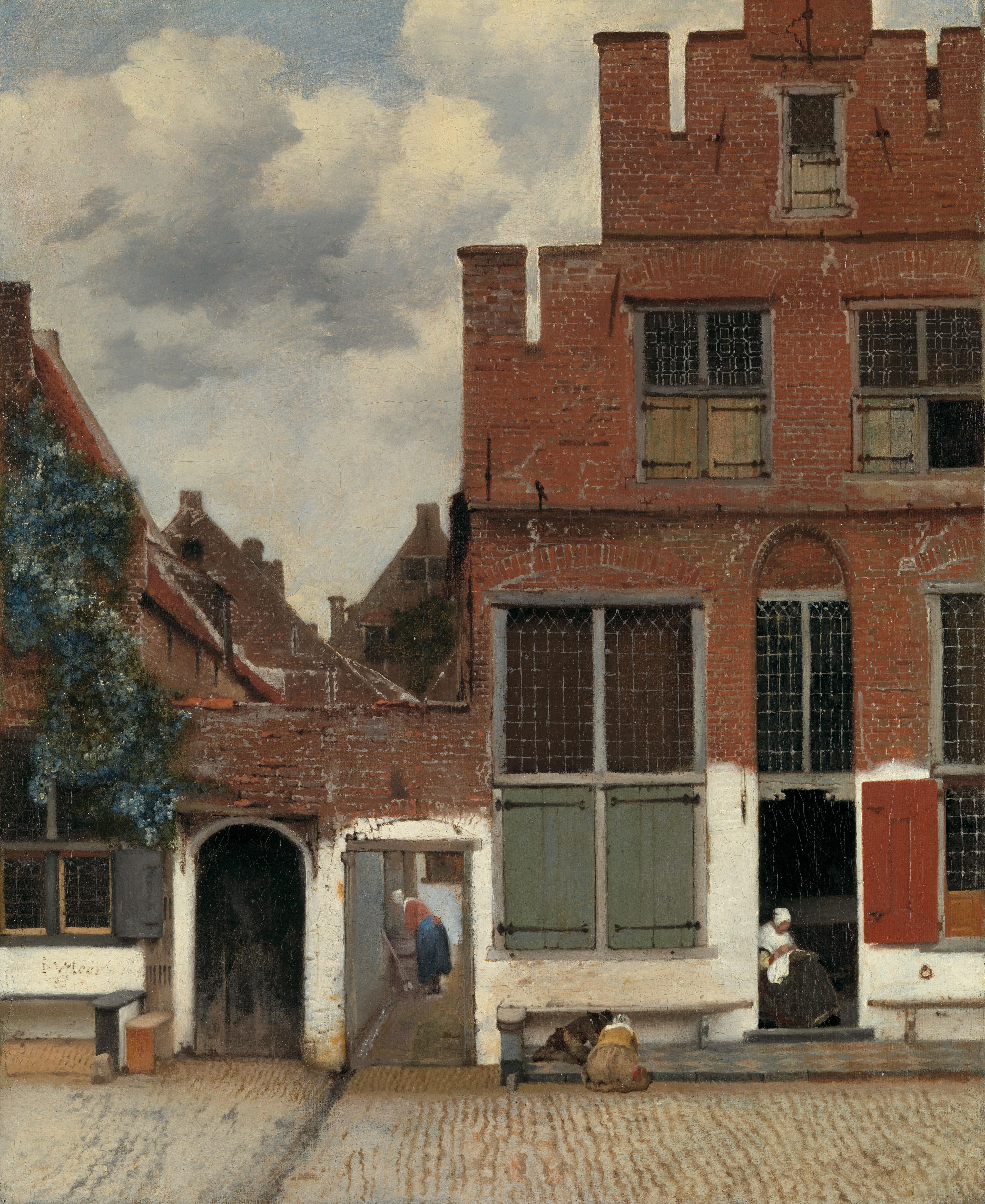 Gezicht op huizen in Delft, bekend als ‘Het straatje’ — Johannes Vermeer