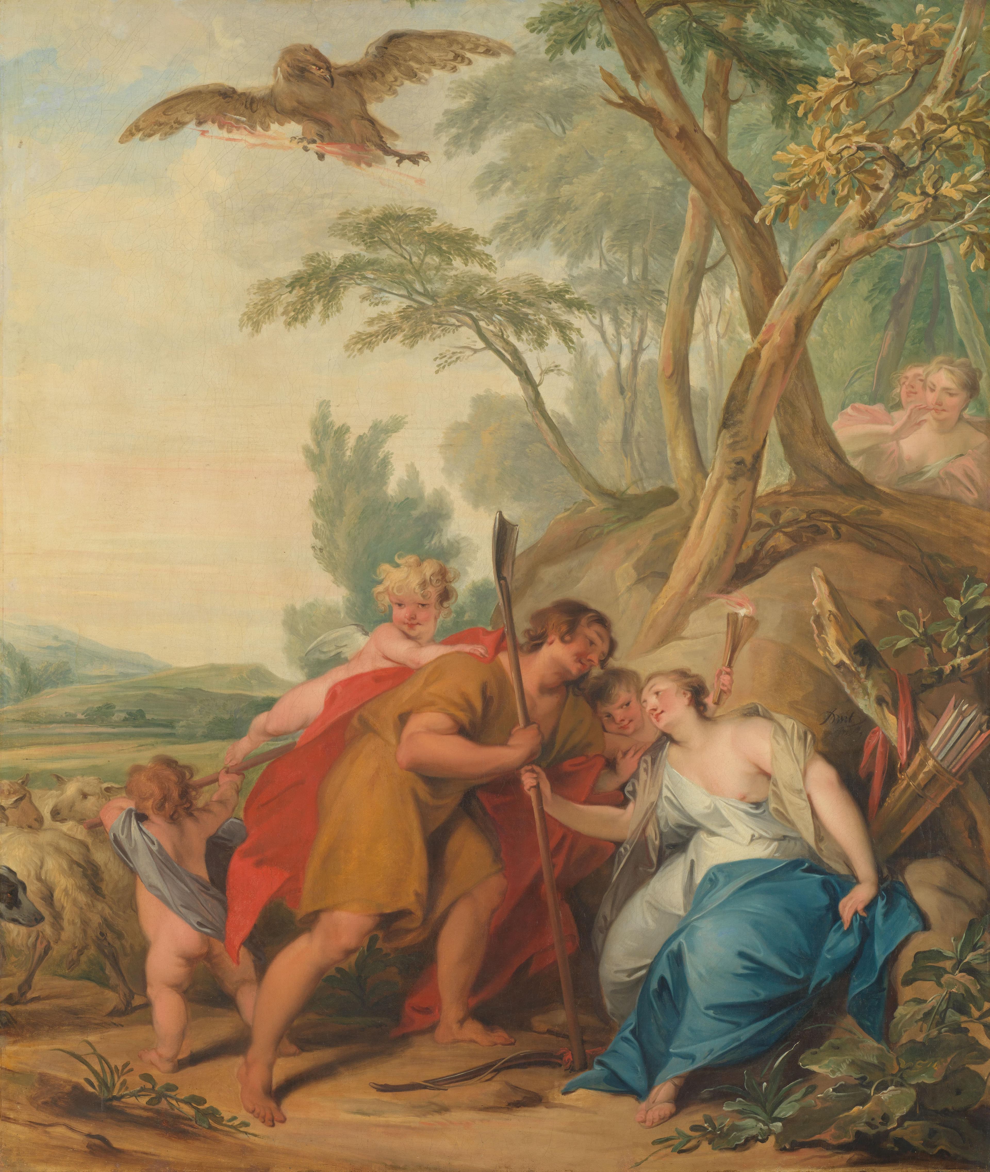 Jupiter, Disguised as a Shepherd, Seducing Mnemosyne, the Goddess of Memory — Jan Baptist de Surmont van Vlooswijk