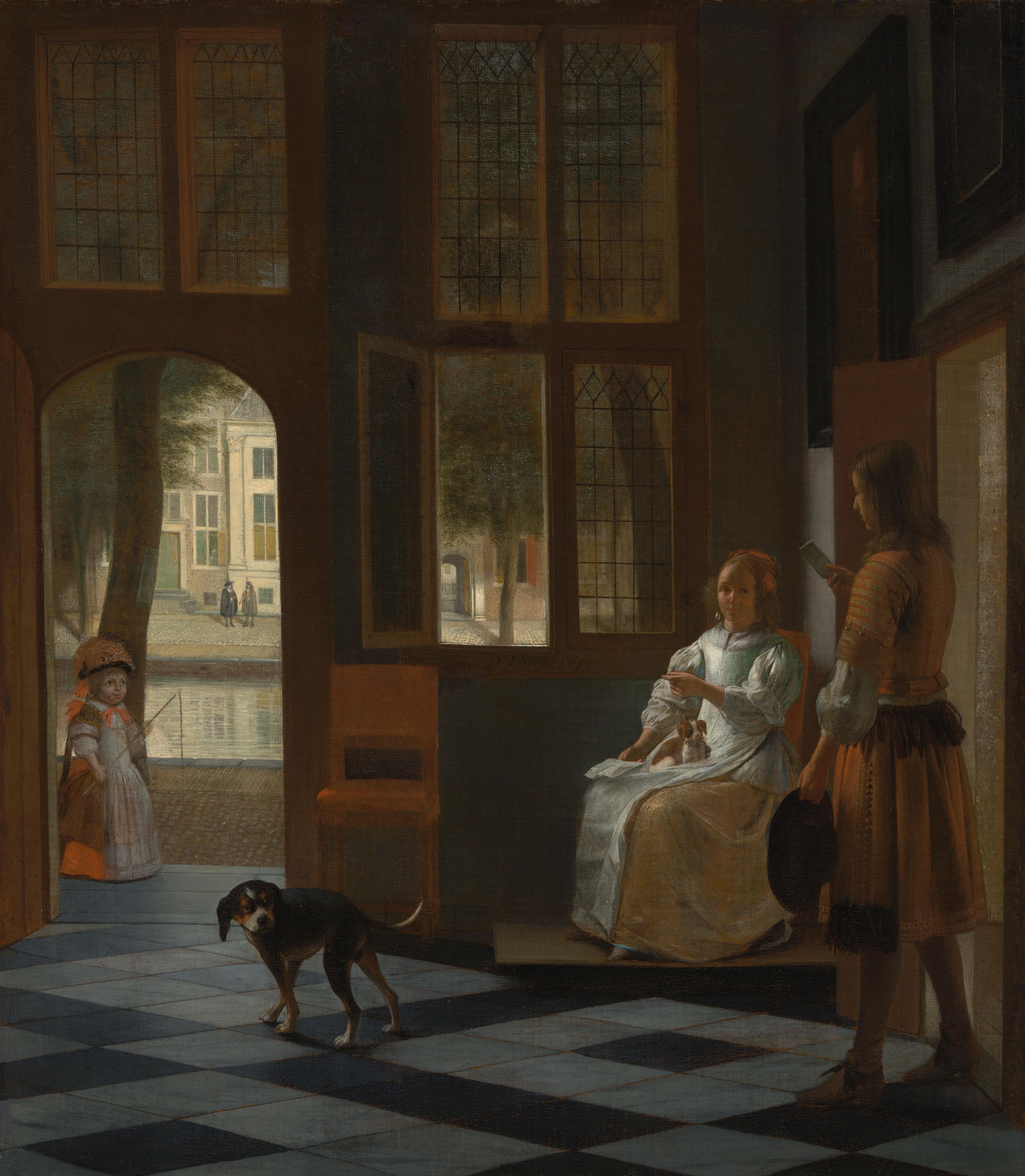 Het aanreiken van een brief in het voorhuis — Pieter de Hooch