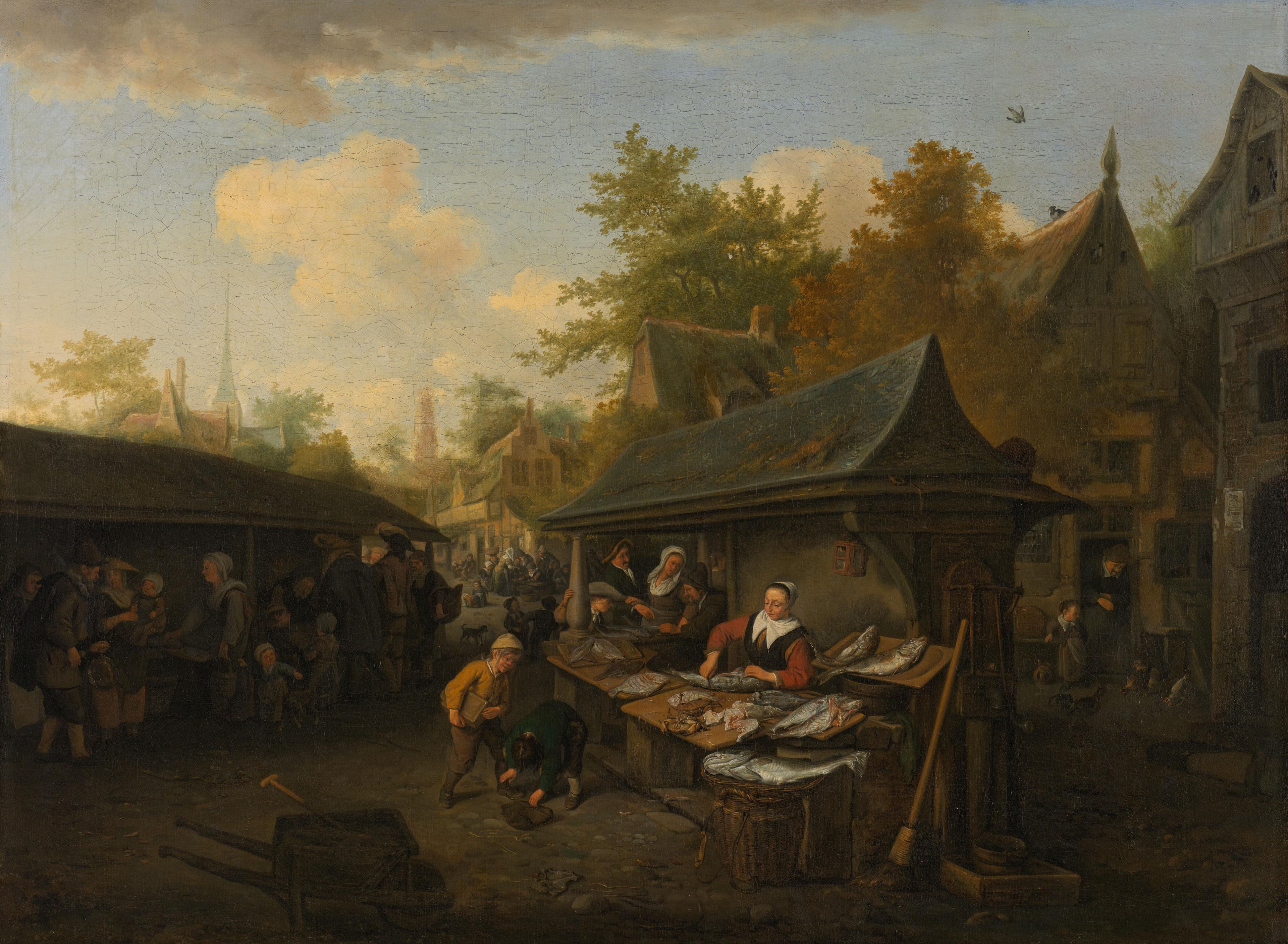 Vismarkt — Cornelis Dusart