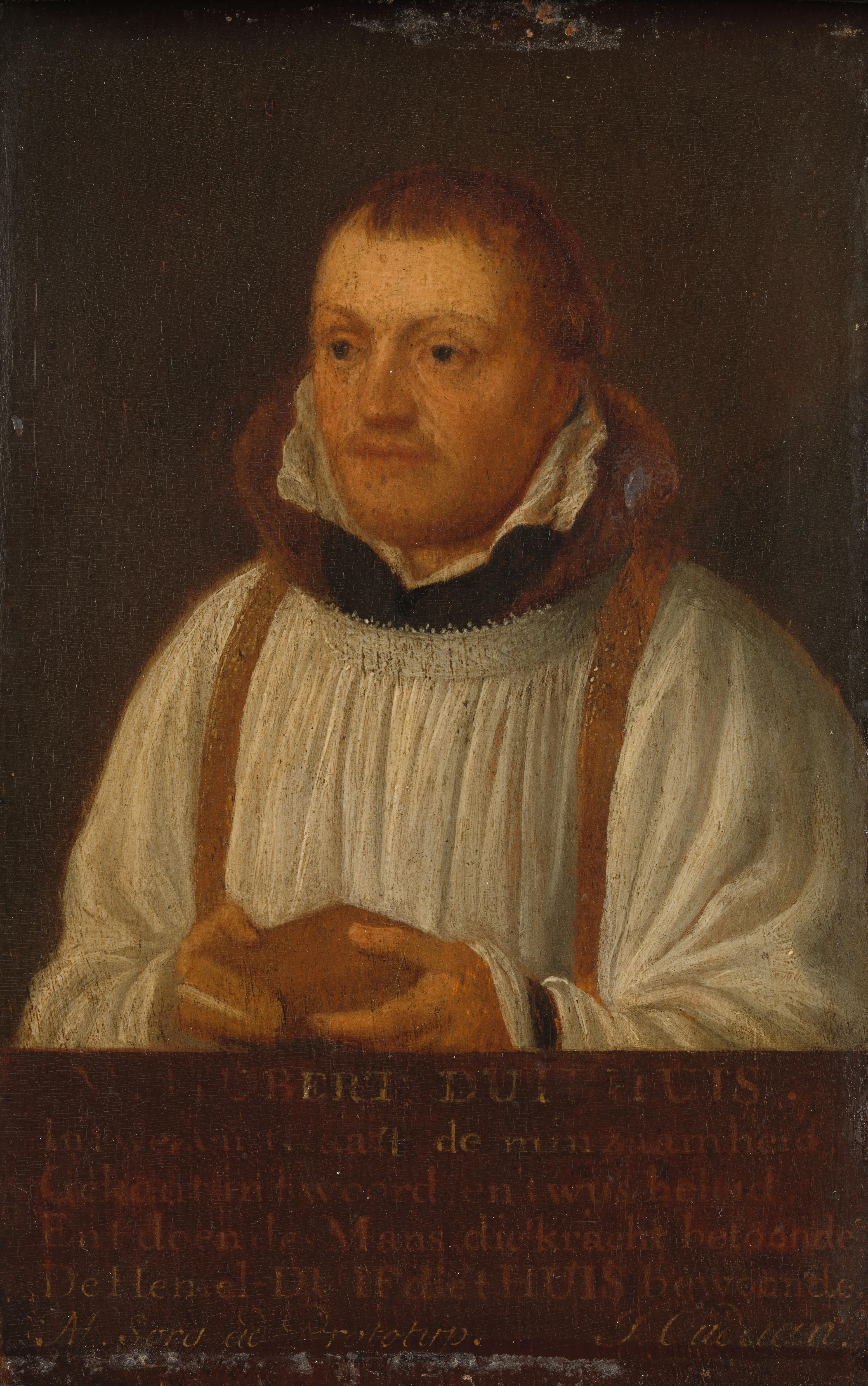 Portrait of Huybert Duyfhuys (c. 1515-81), Pastor of the Church of St James, Utrecht — Hendrick Martensz Sorgh
