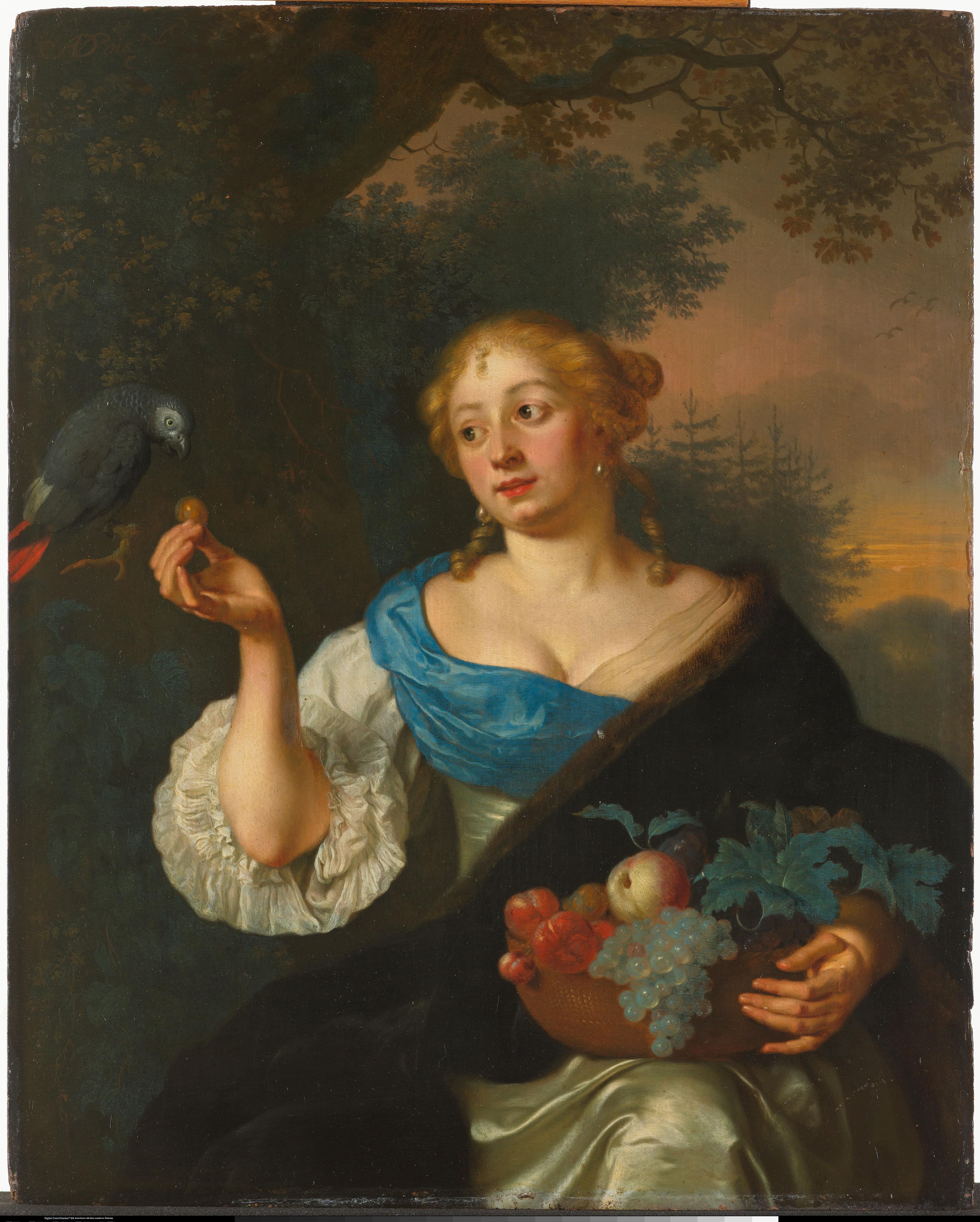 Een jonge vrouw met een papegaai — Ary de Vois