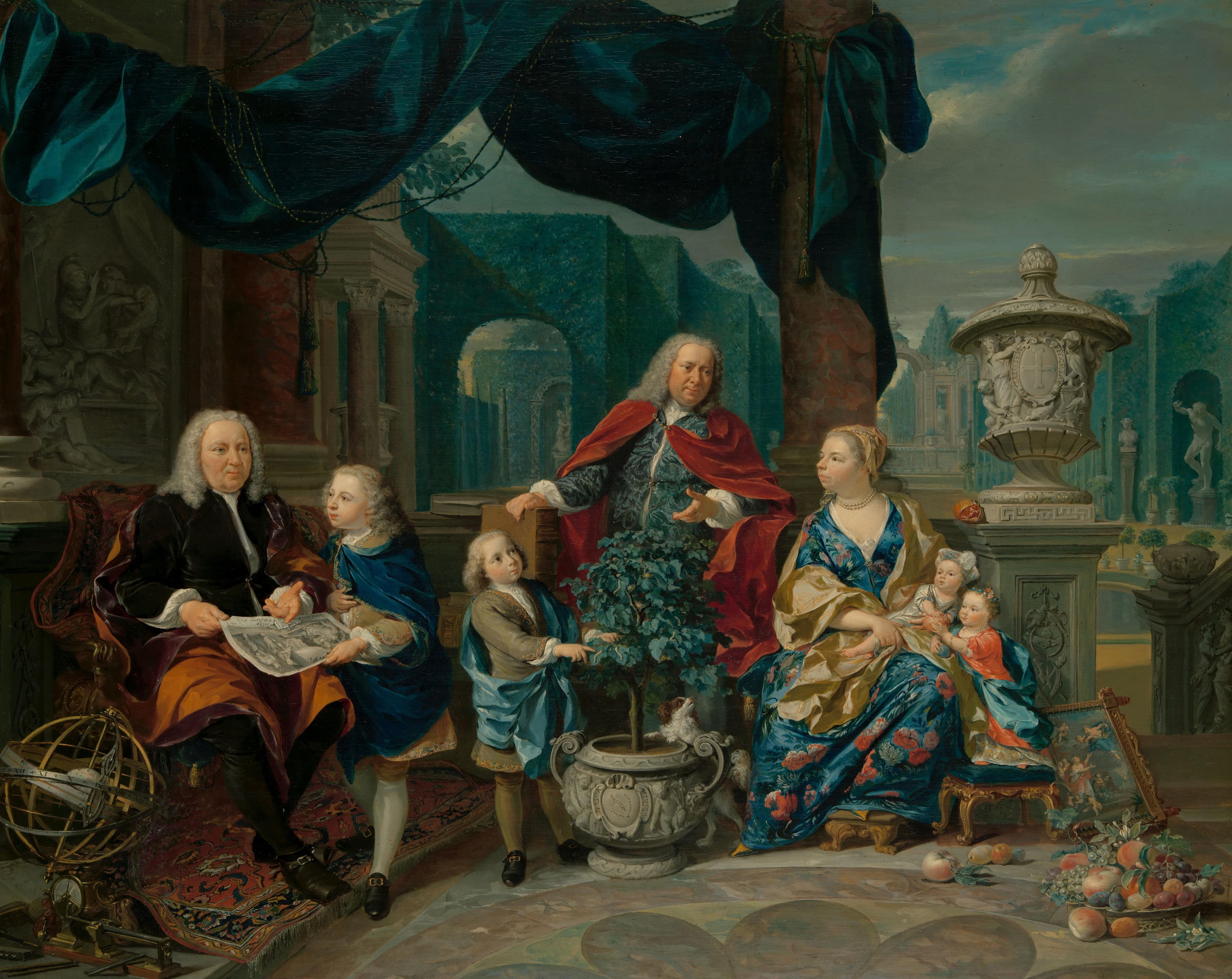 Portret van David van Mollem met zijn familie — Nicolaas Verkolje