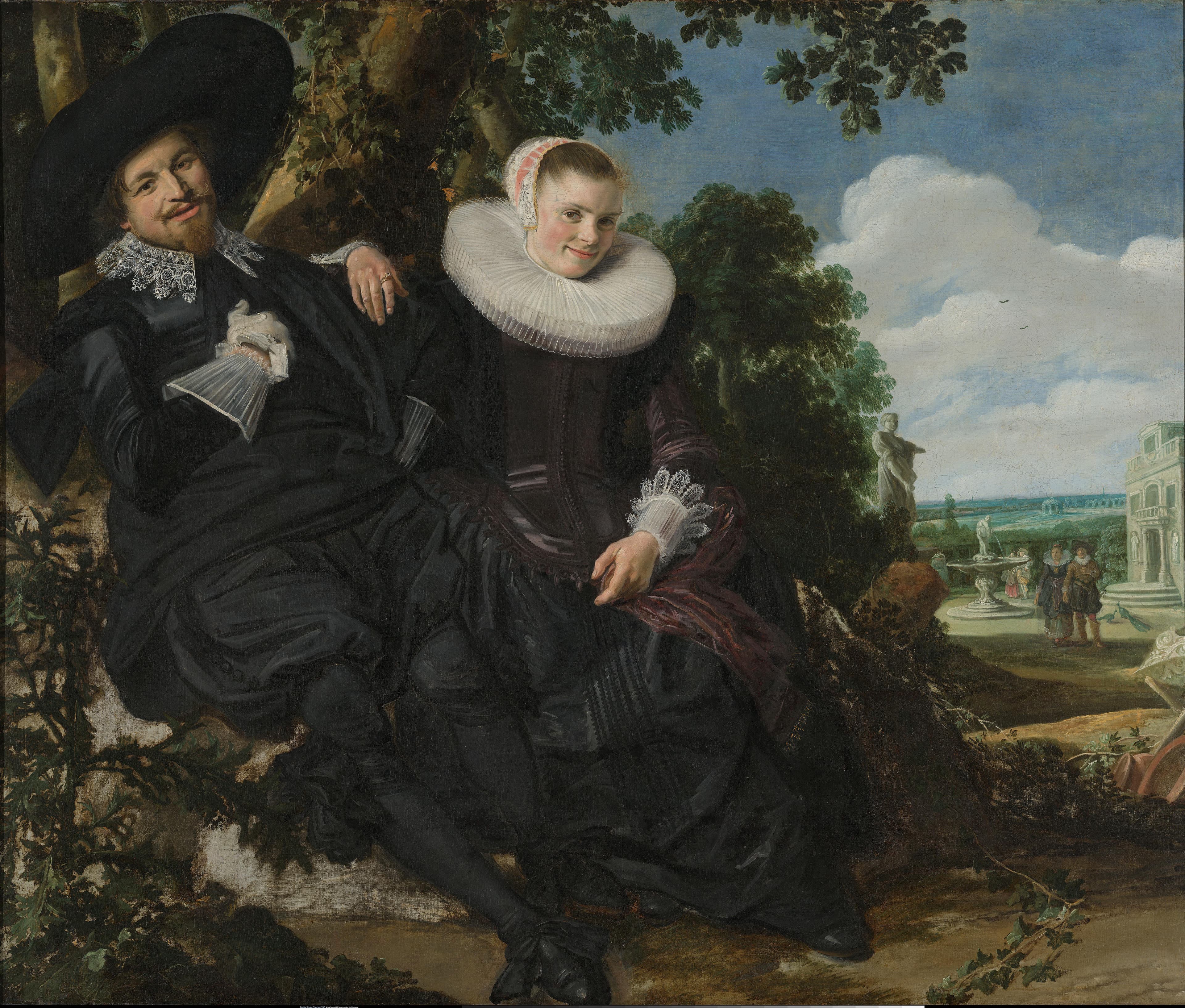 Portrait of a Couple in a Landscape, probably Isaac Abrahamsz Massa (1586-1643) and Beatrix van der Laen (1592-1639) — Frans Hals