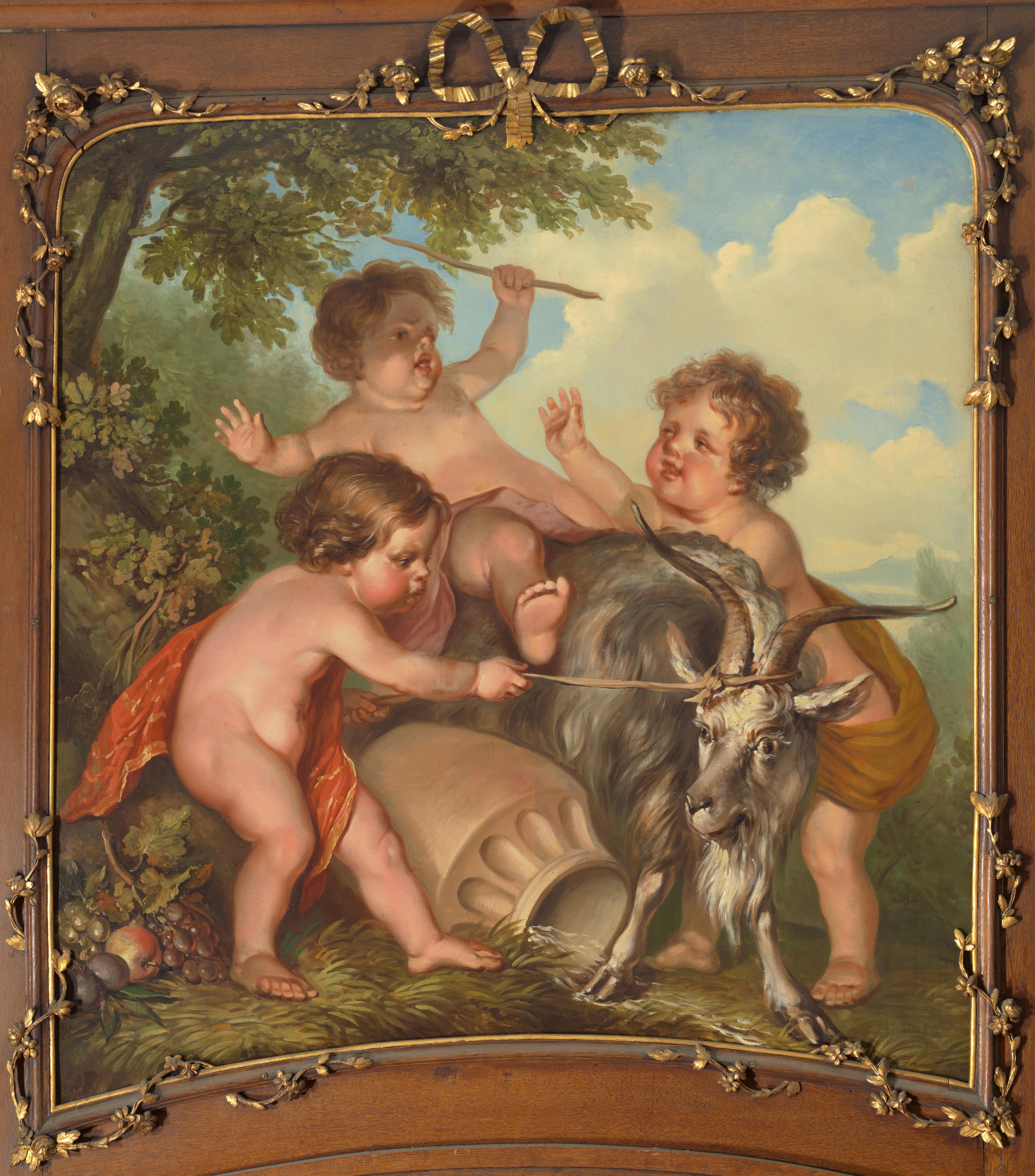 Drie kinderen spelend met een bok — Jurriaan Andriessen