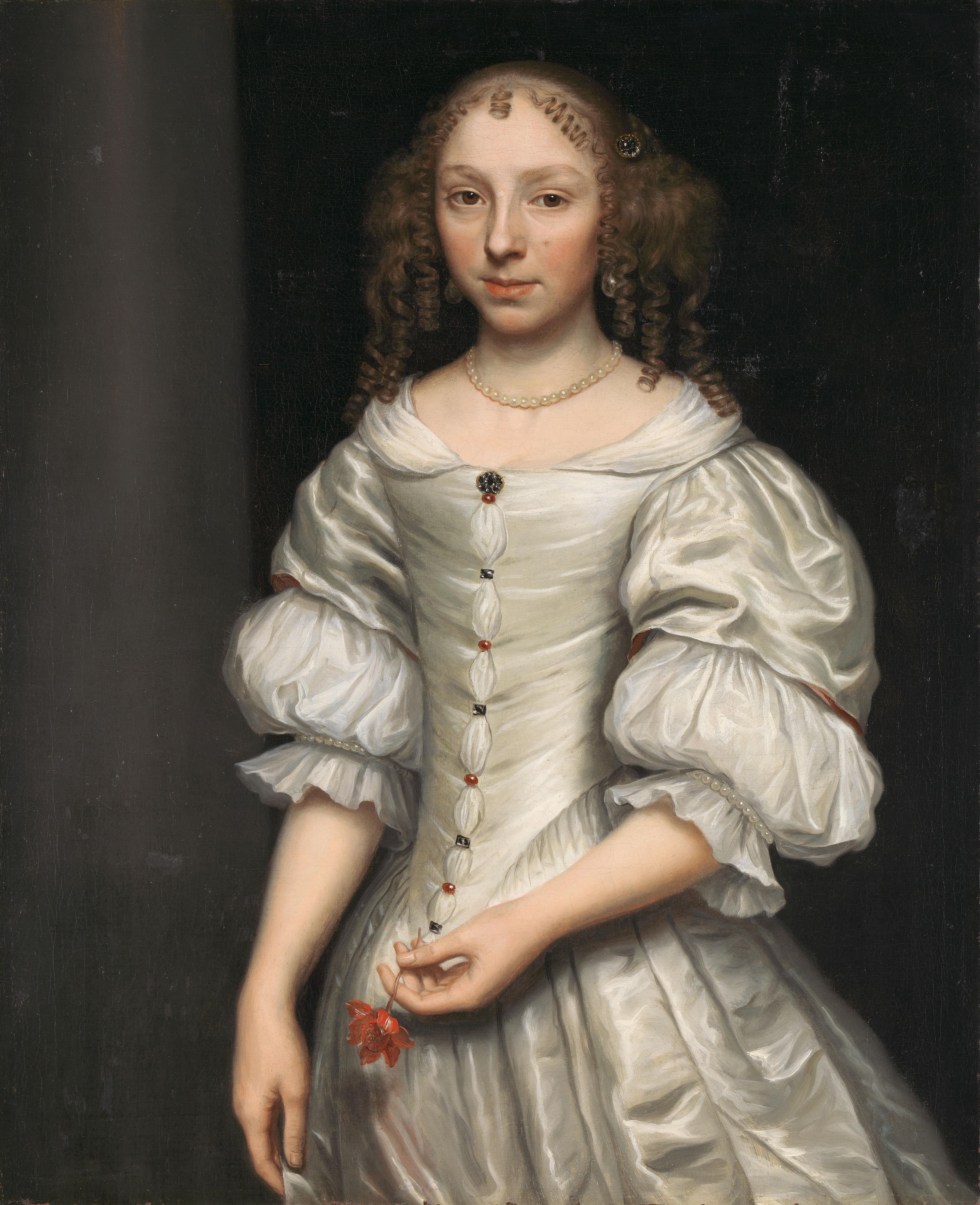 Portret van een vrouw met een bloem in haar hand — Wallerant Vaillant