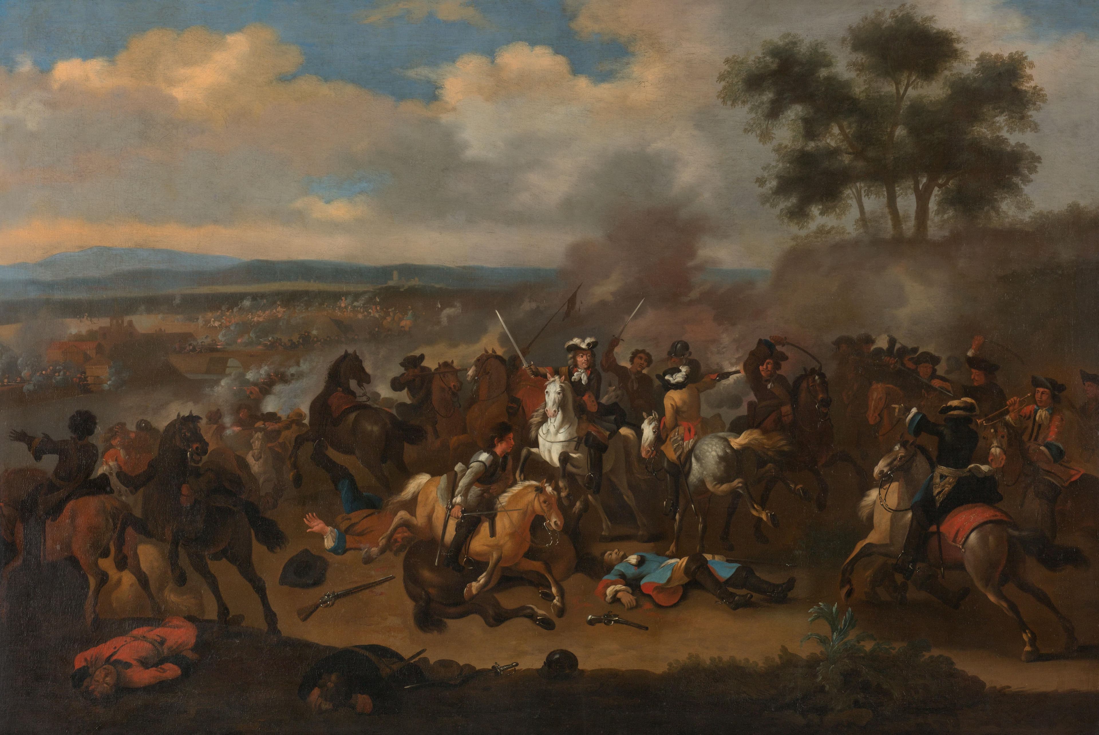 The Battle of the Boyne, Ireland, between Kings James II and William III, 12 July 1690 — Jan van Huchtenburg
