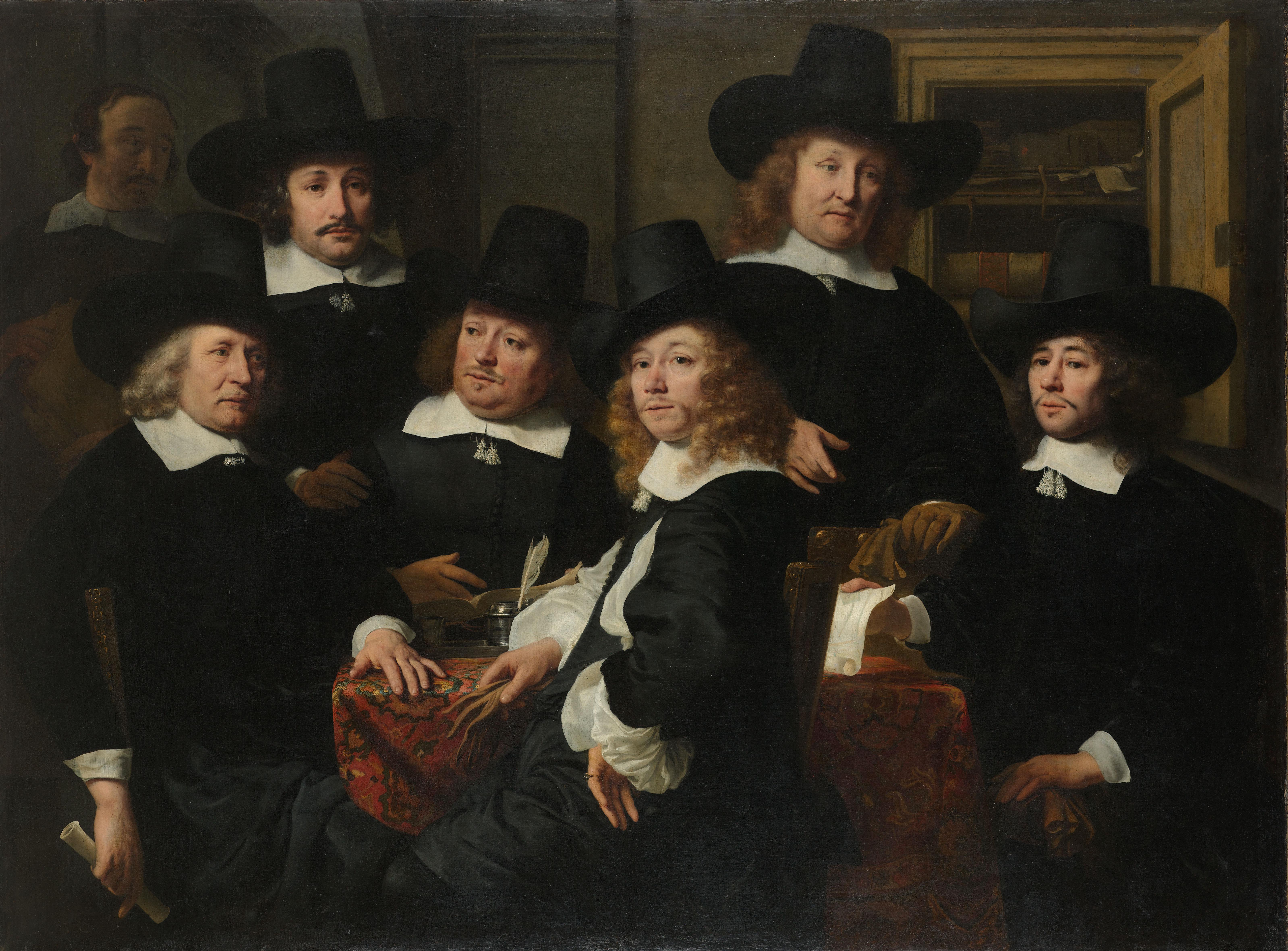 Six Regents and the Beadle of the Nieuwezijds Institute for the Outdoor Relief of the Poor, Amsterdam, 1657 — Ferdinand Bol