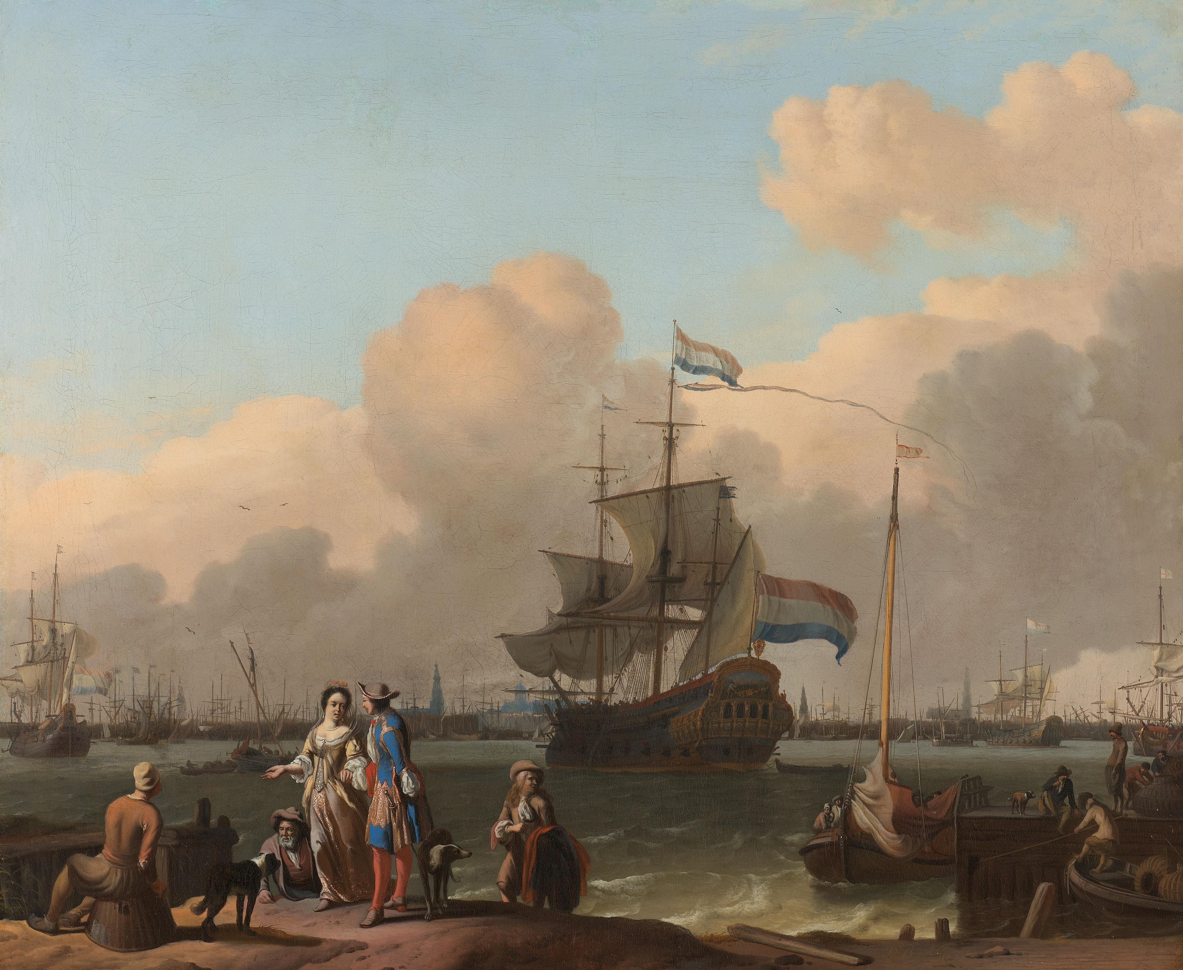 The Y at Amsterdam, with the Frigate 'De Ploeg' — Ludolf Bakhuysen