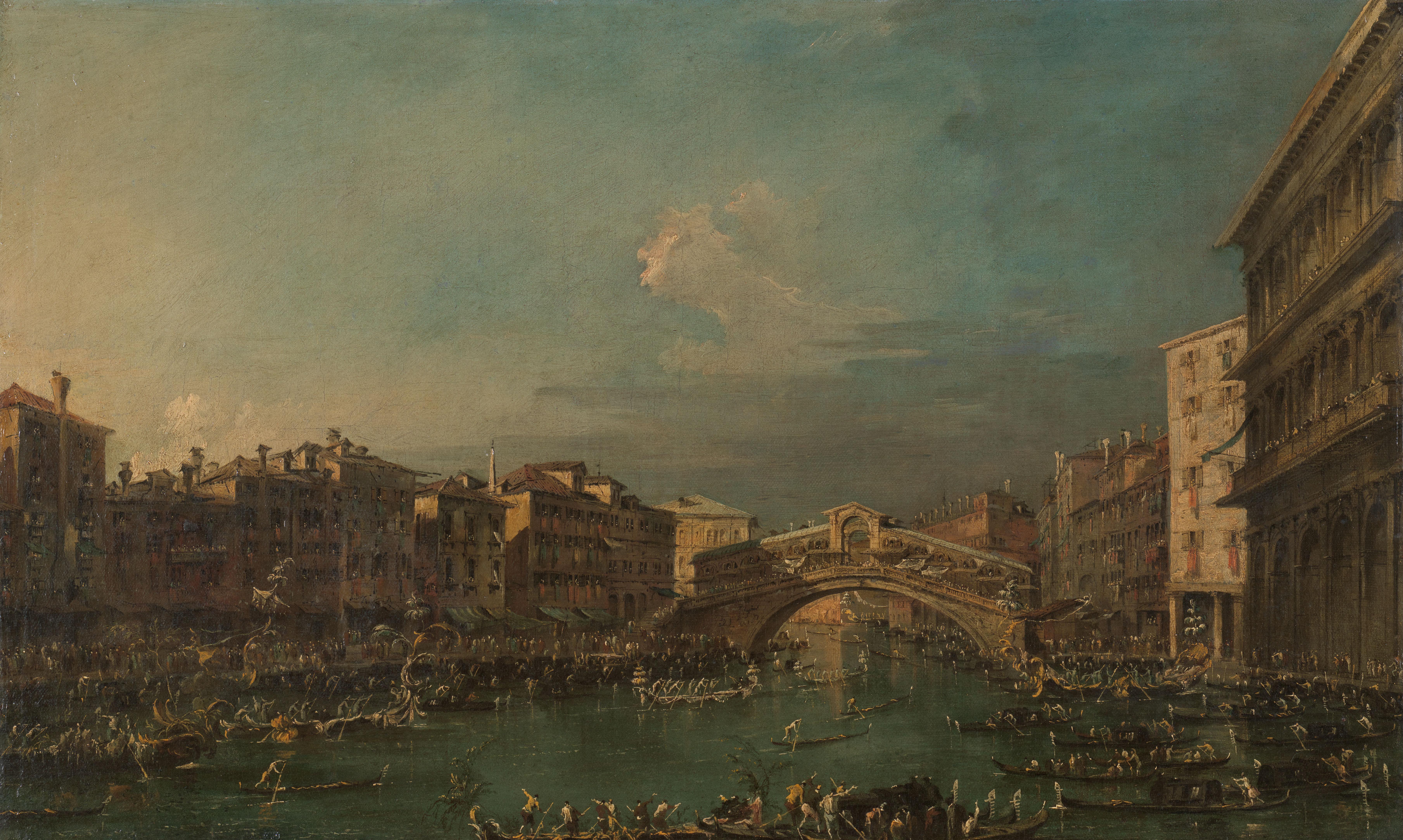 Regatta on the Grand Canal, near the Rialto Bridge, Venice — Francesco Guardi