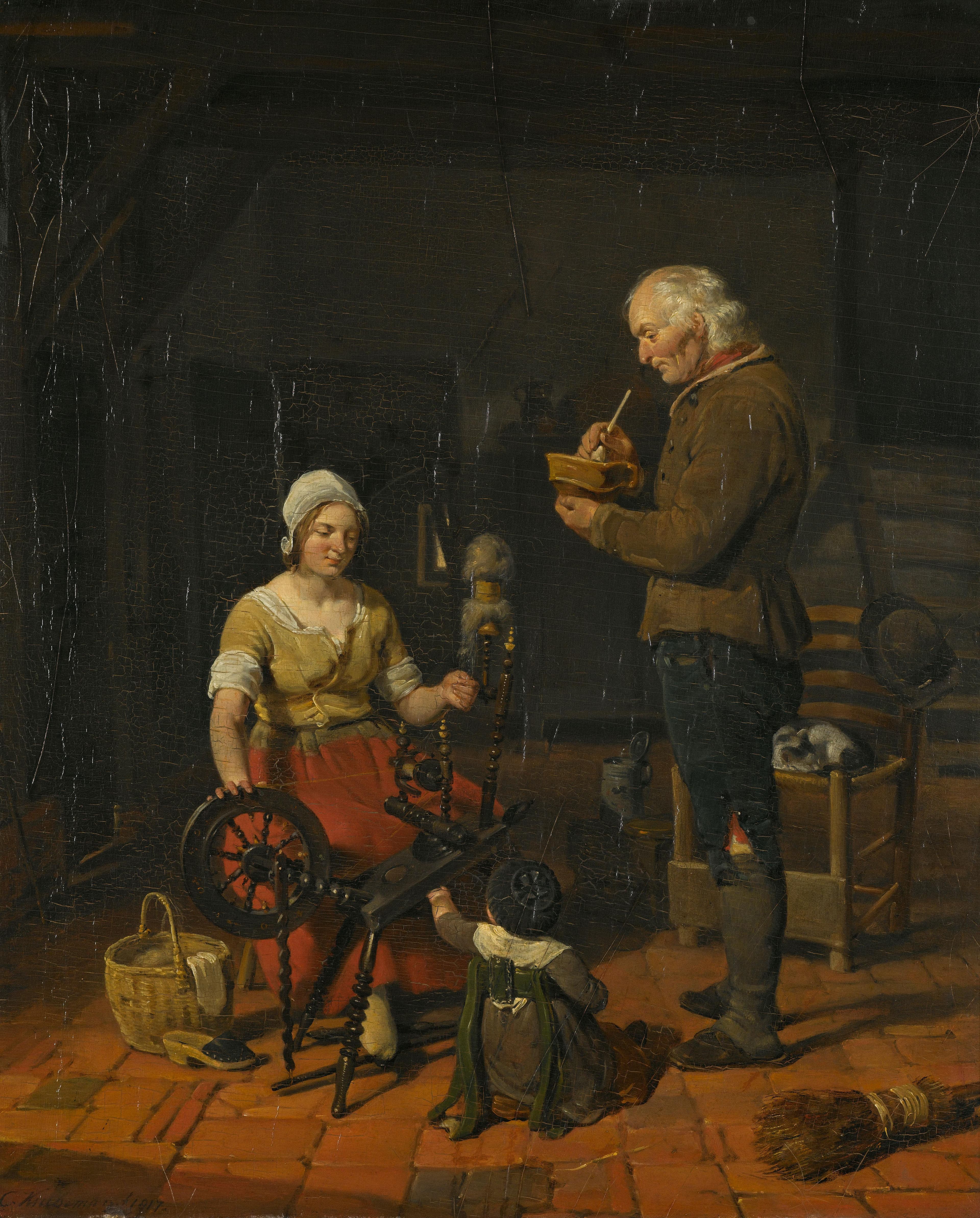 Boerengezin in interieur — Cornelis Kruseman