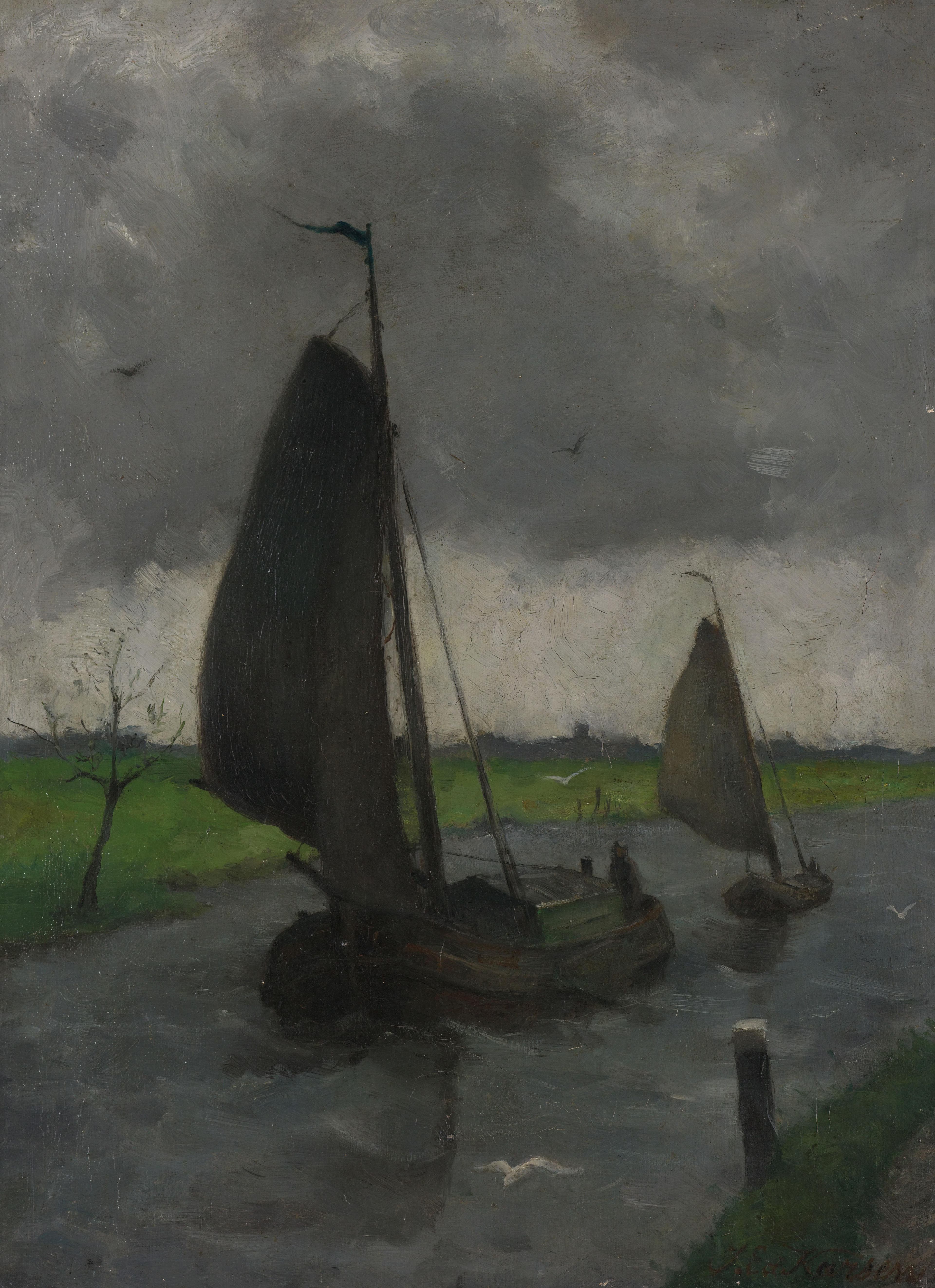 Vaart met zeilende scheepjes — Eduard Karsen