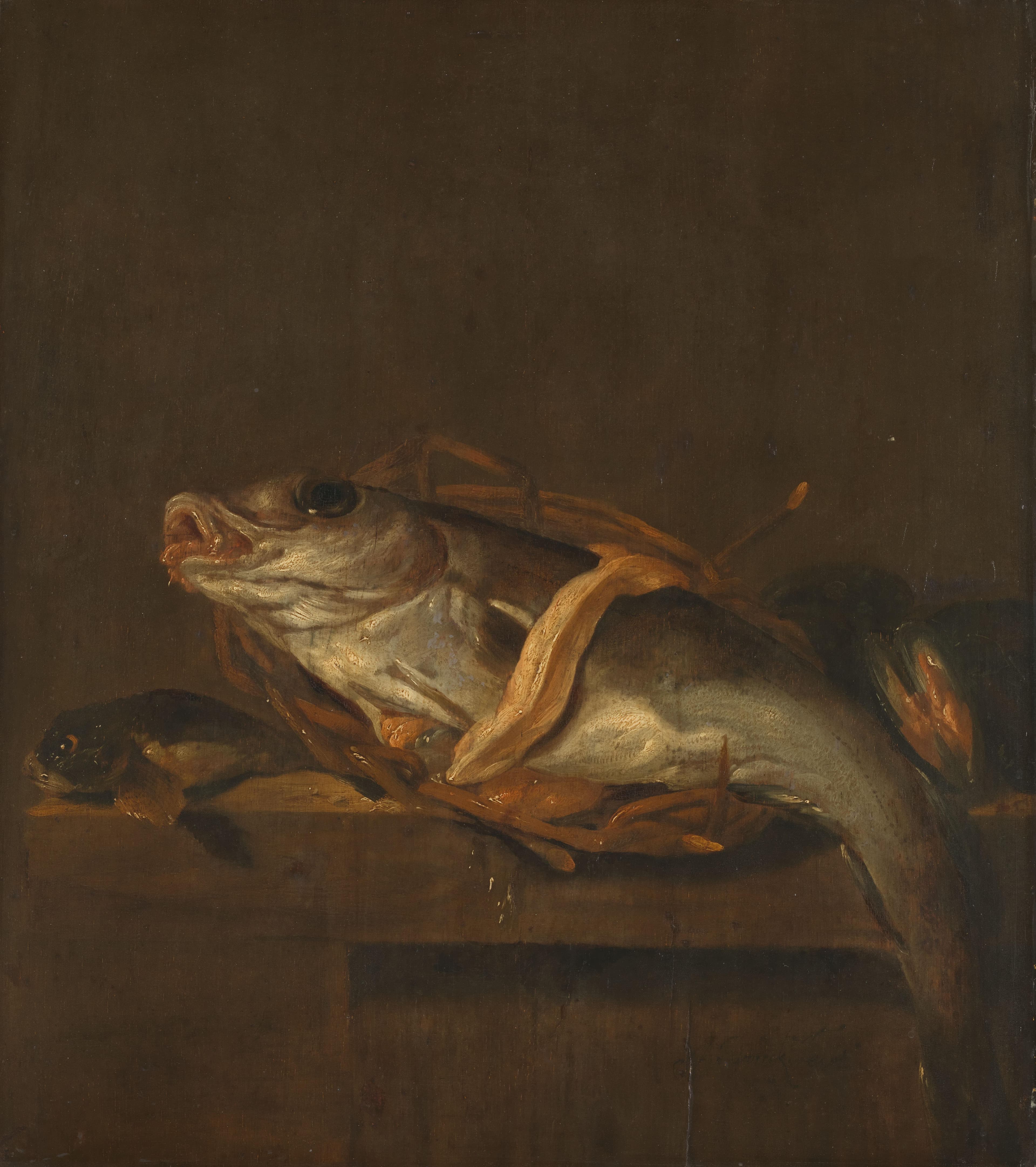 Stilleven met een schelvis en een knorhaan — Jan Vonck
