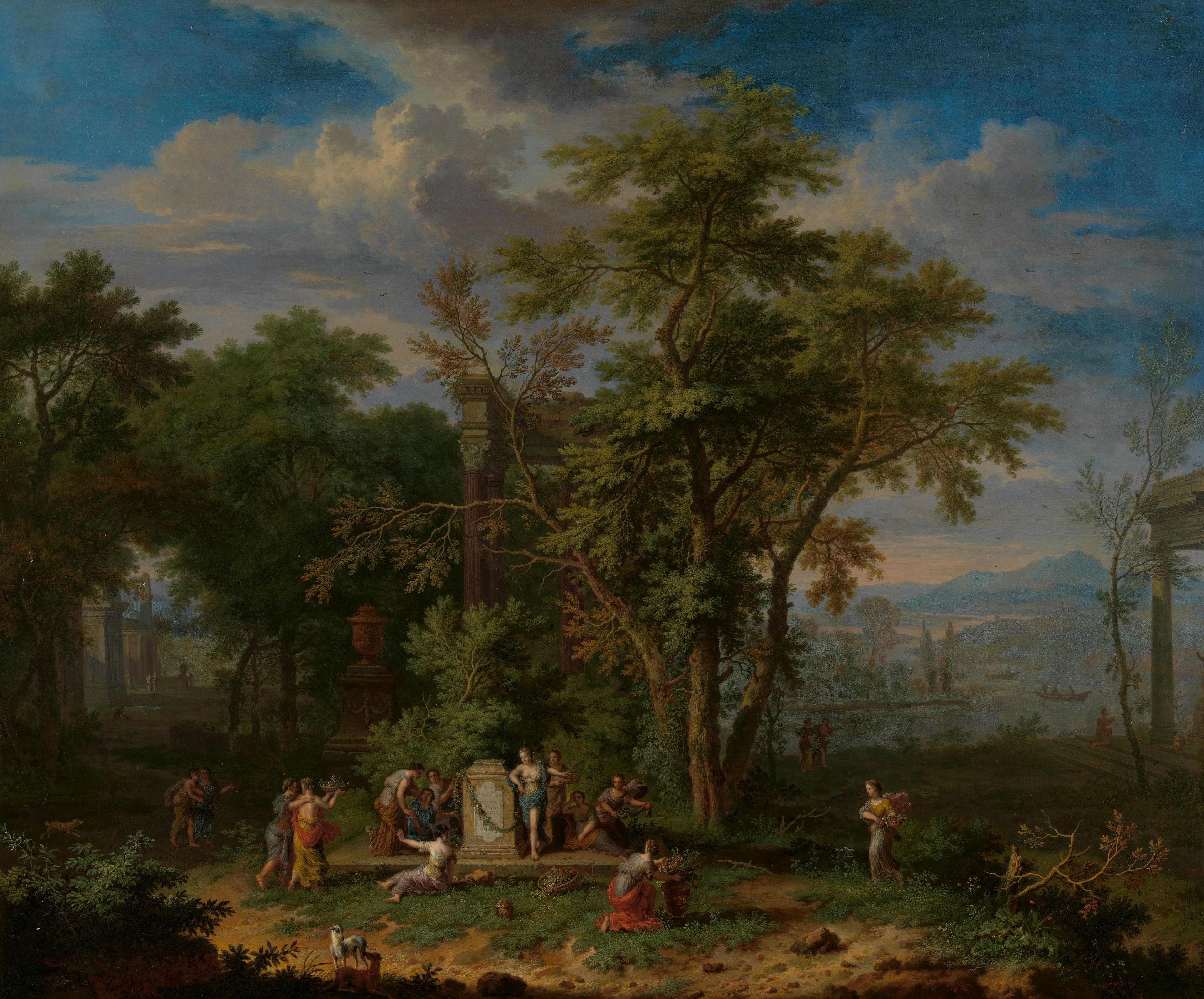 Arcadian Landscape with a Ceremonial Sacrifice — Jan van Huysum