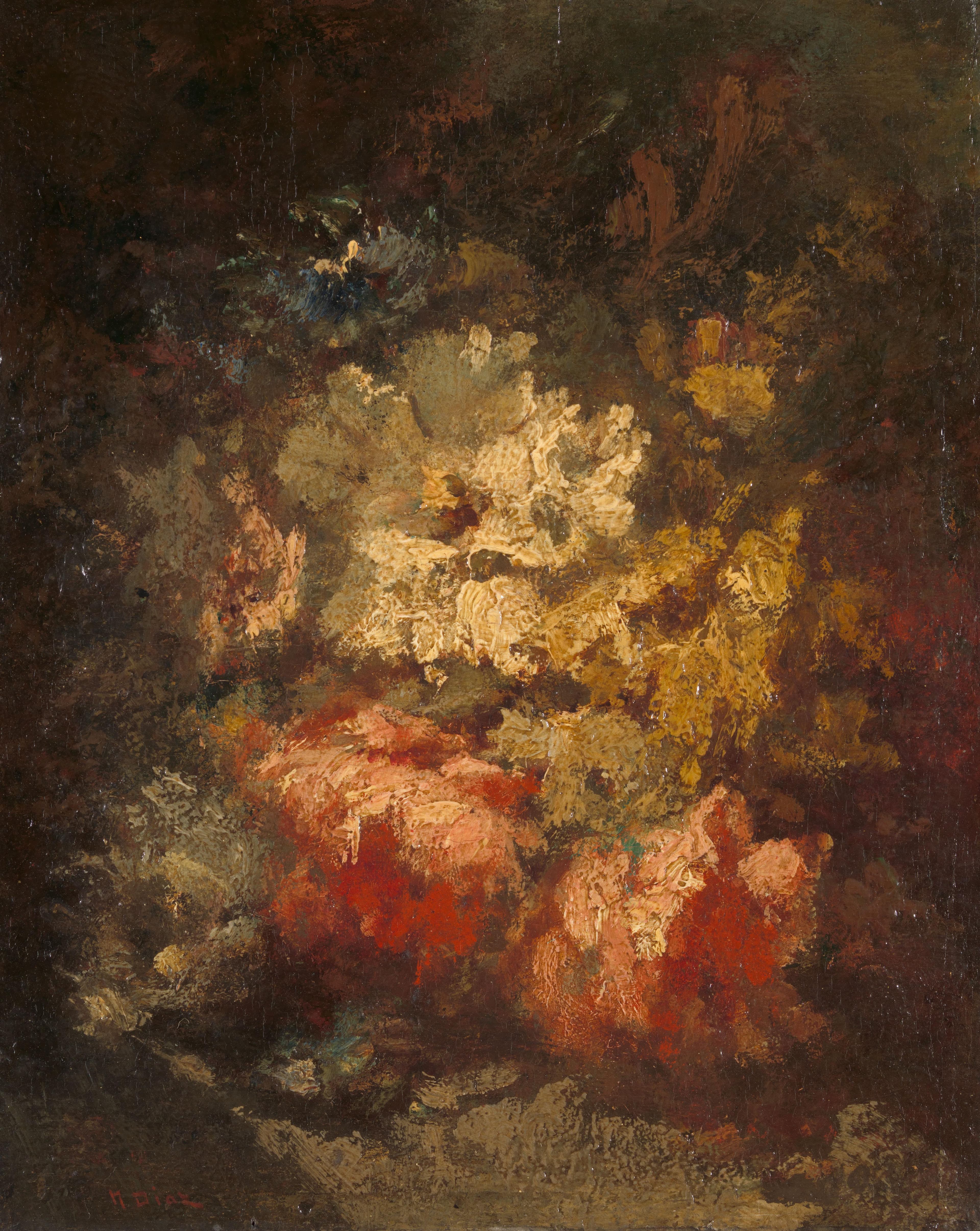 Stilleven met witte en rode rozen — Narcisse Virgile Diaz de la Peña