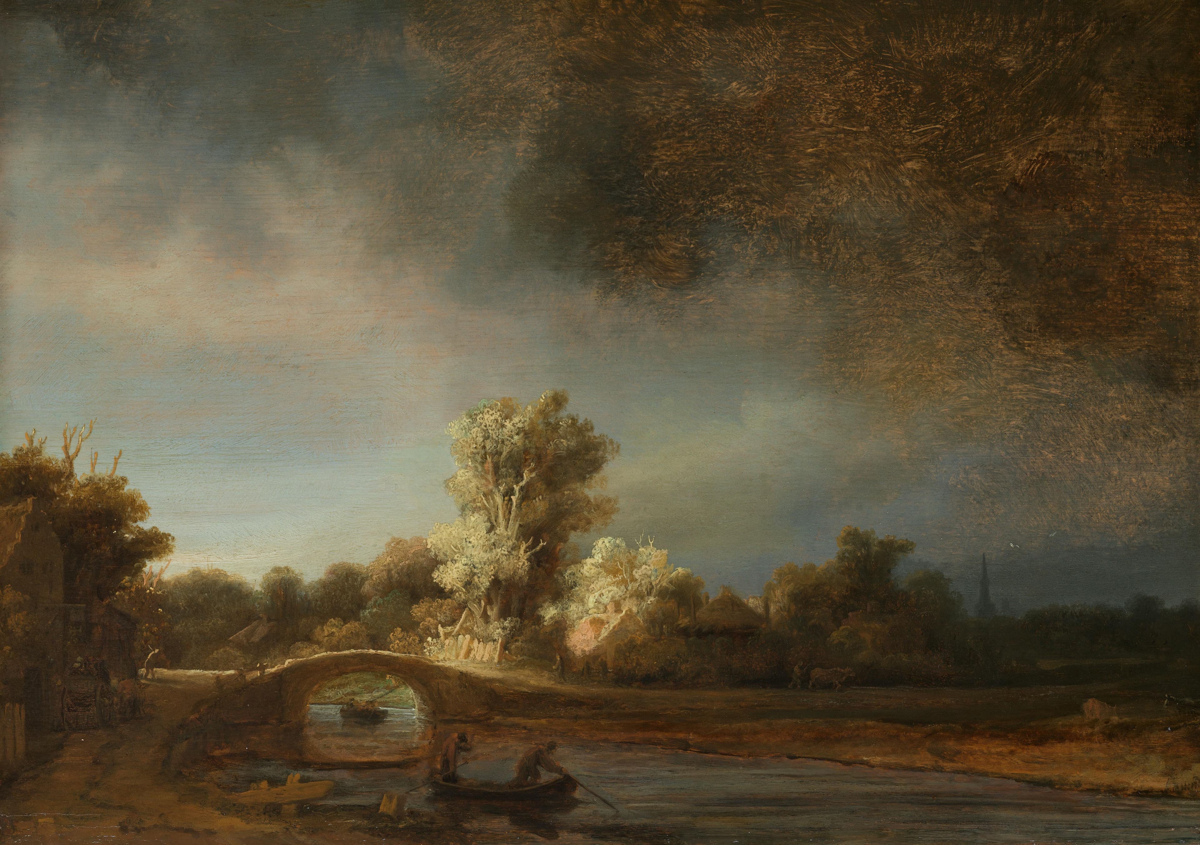 Landschap met stenen brug — Rembrandt van Rijn