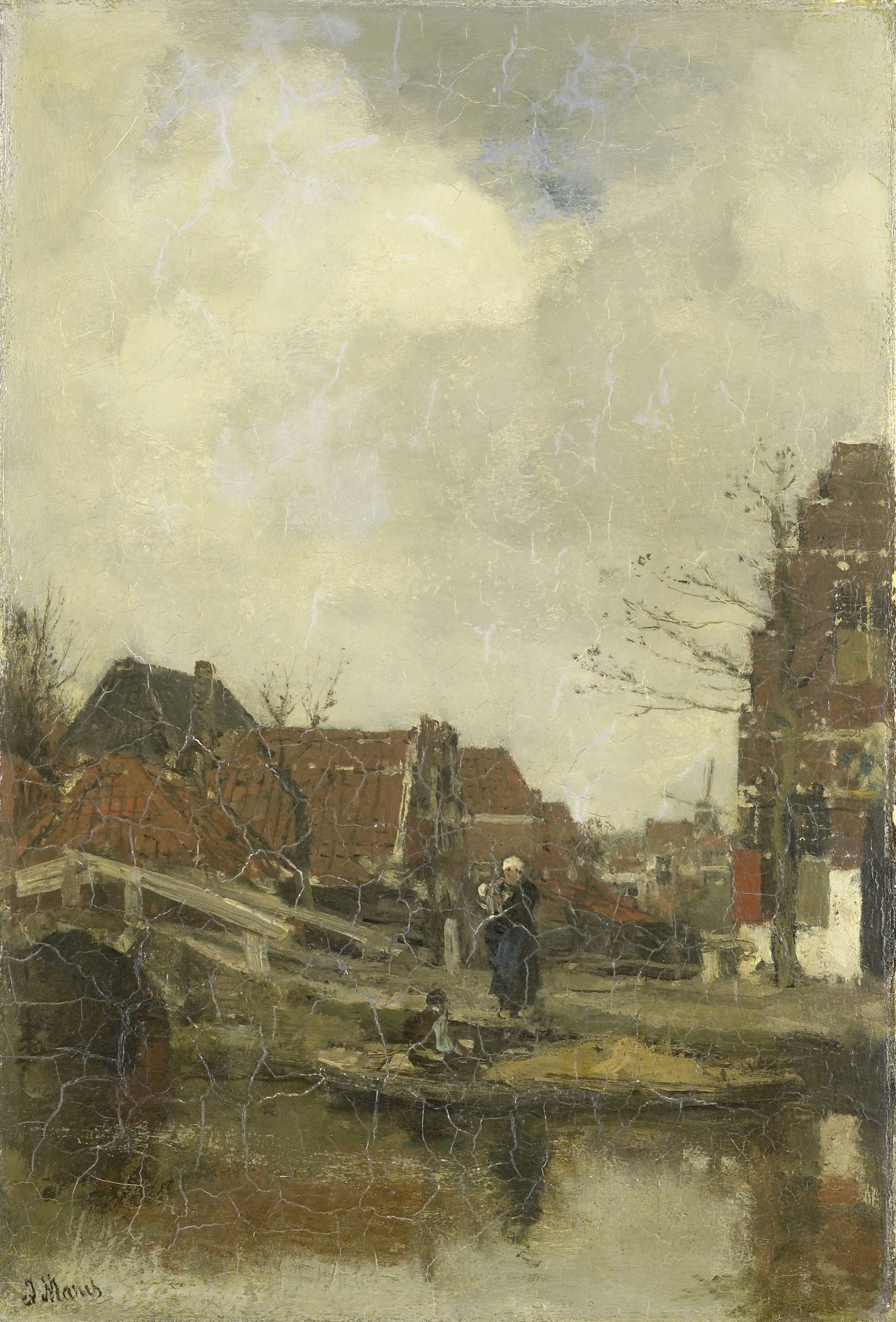 Oud buurtje aan het water — Jacob Maris