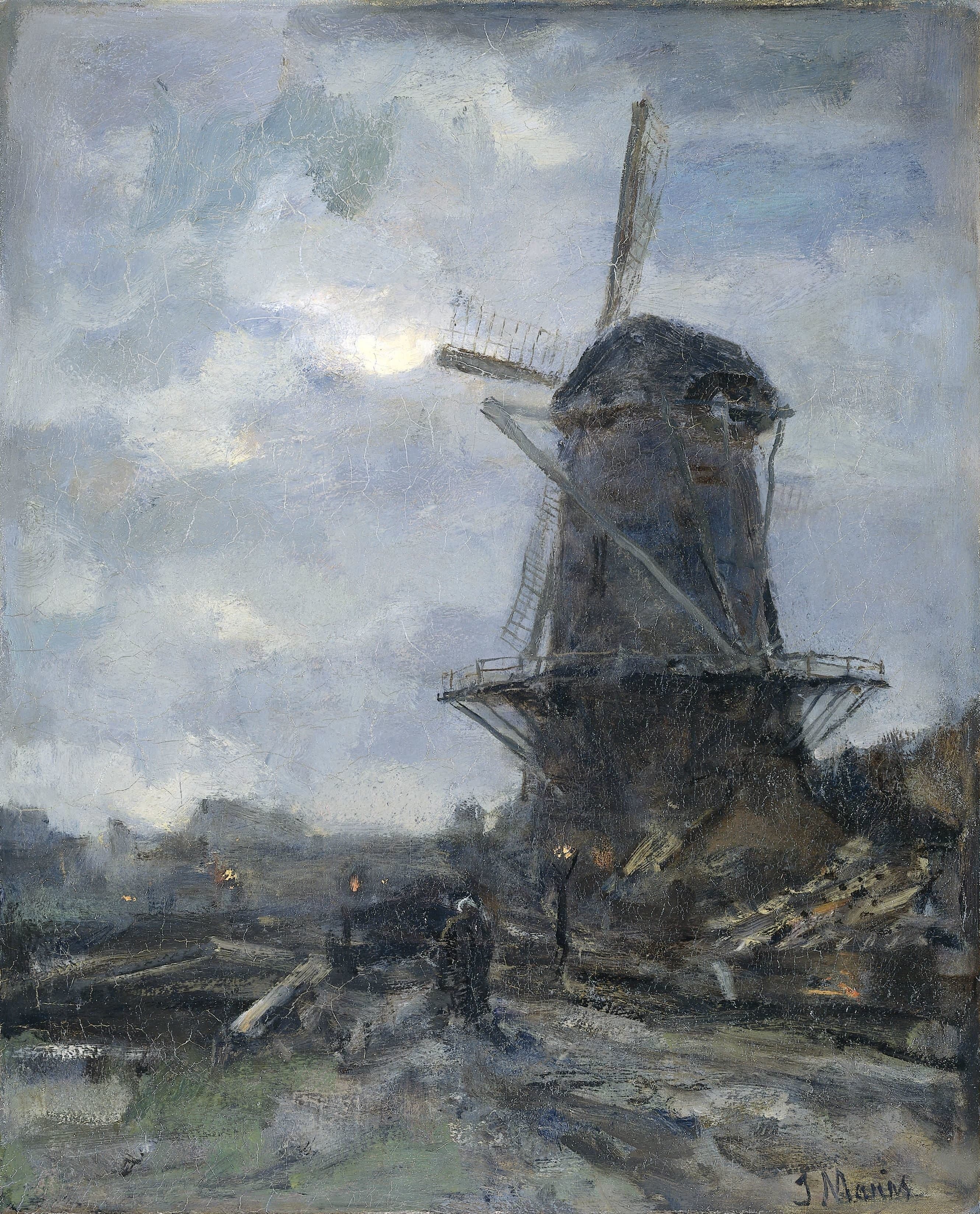 Molen bij maanlicht — Jacob Maris