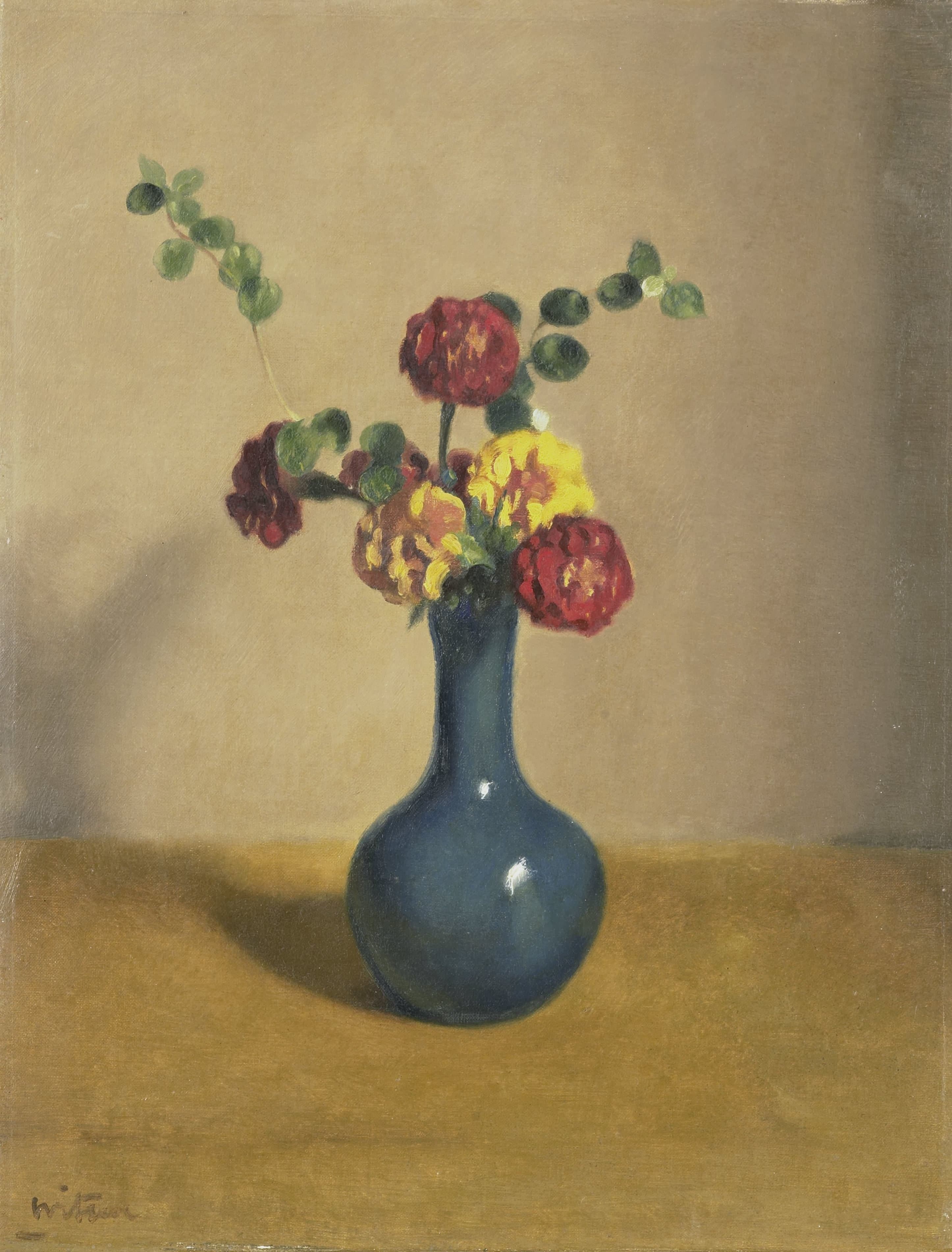 Afrikaantjes in een blauw vaasje — Willem Witsen
