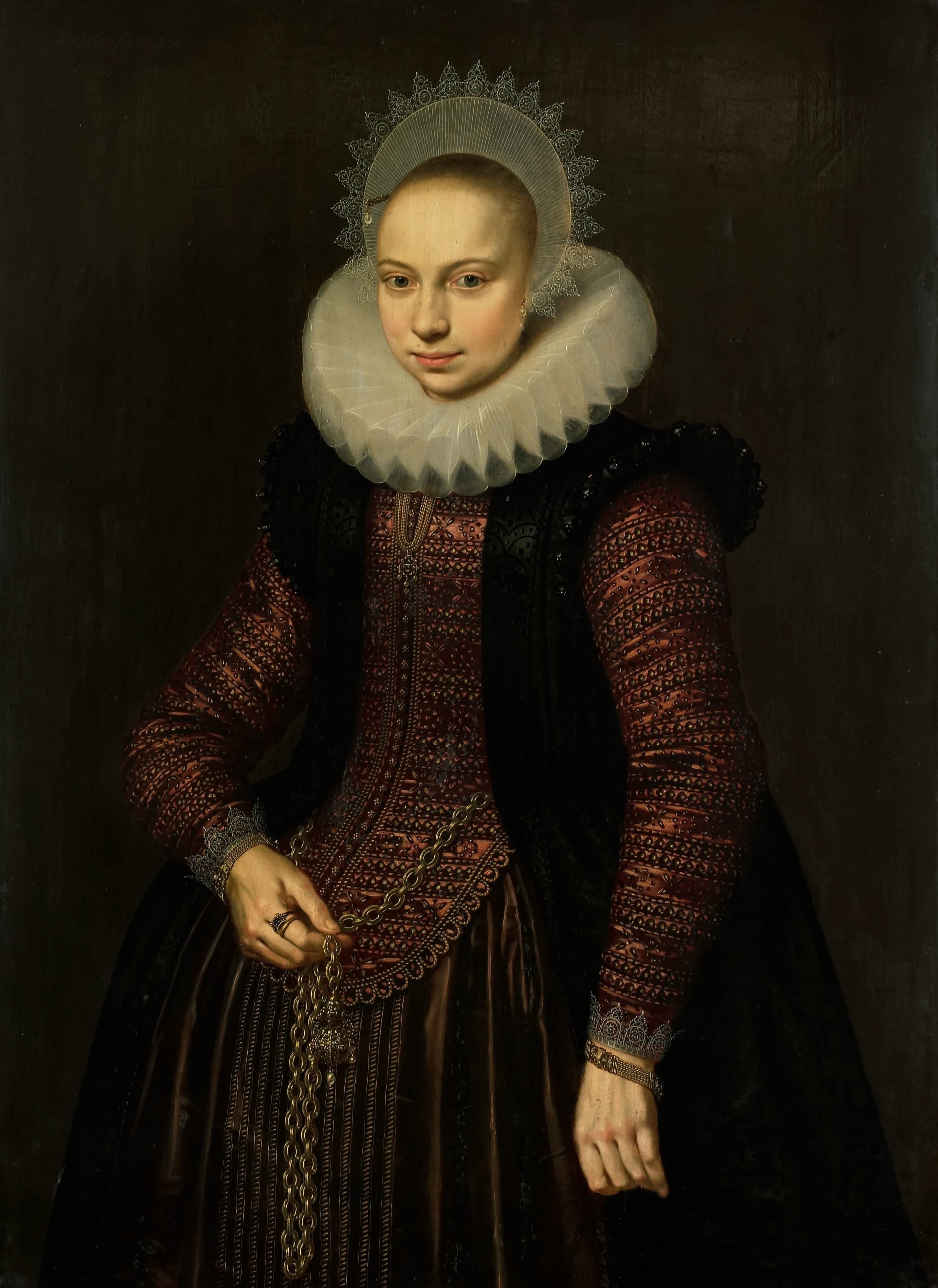 Portrait of Brechtje Overrijn van Schoterbosch (1592-1618) — Cornelis van der Voort