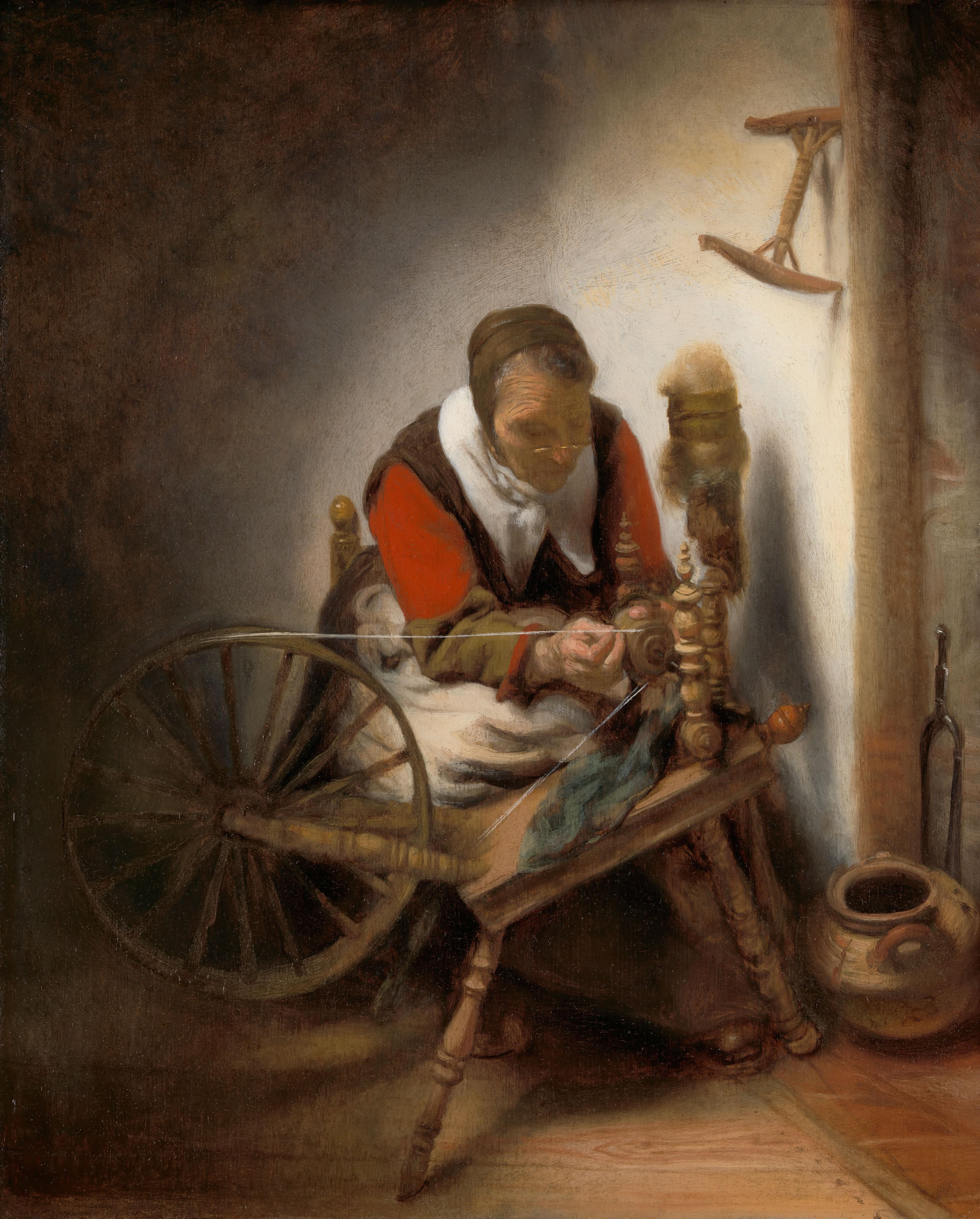 The Spinner, a Niddy-noddy Hanging on the Wall — Nicolaes Maes