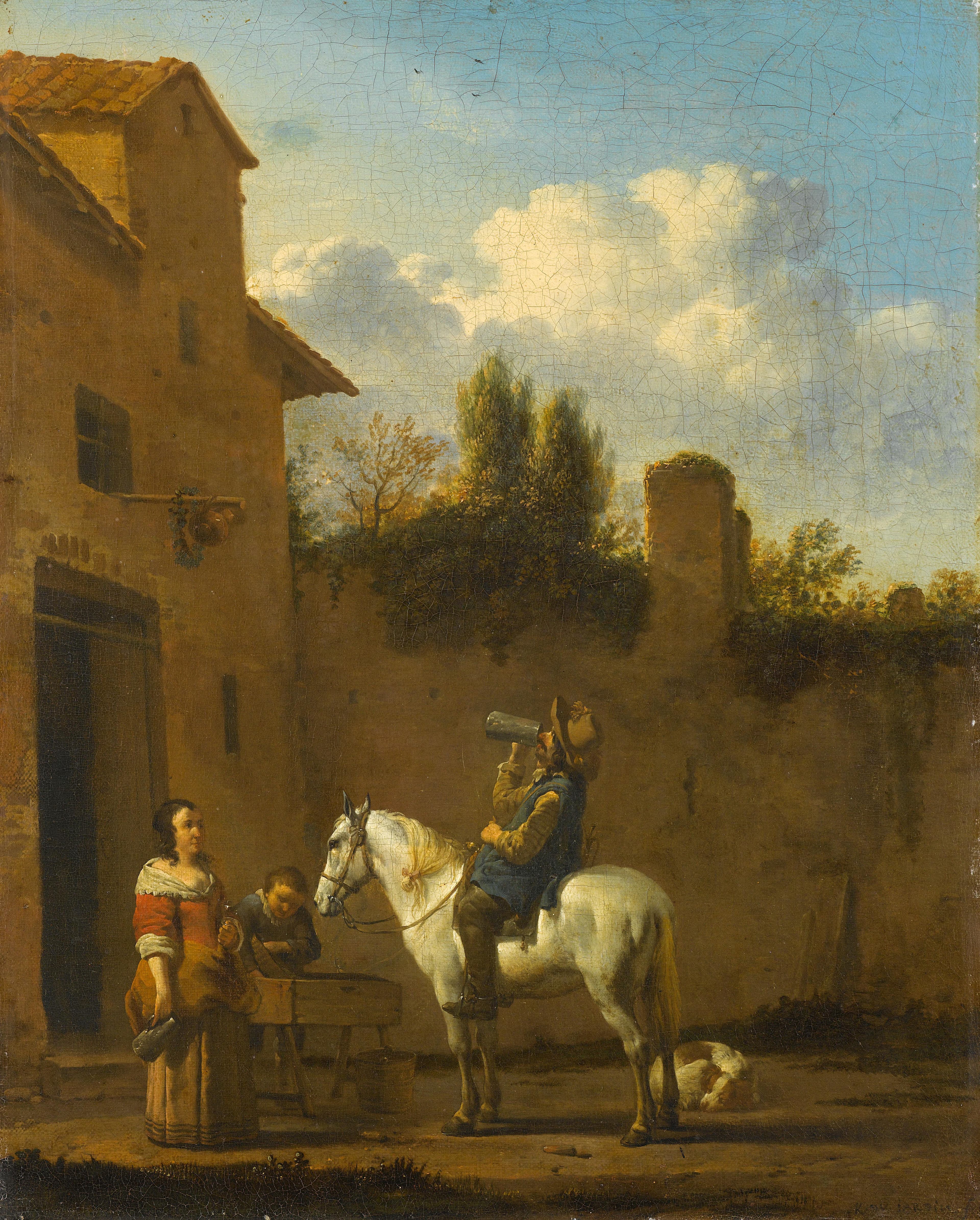 Drinkende trompetter te paard — Karel du Jardin