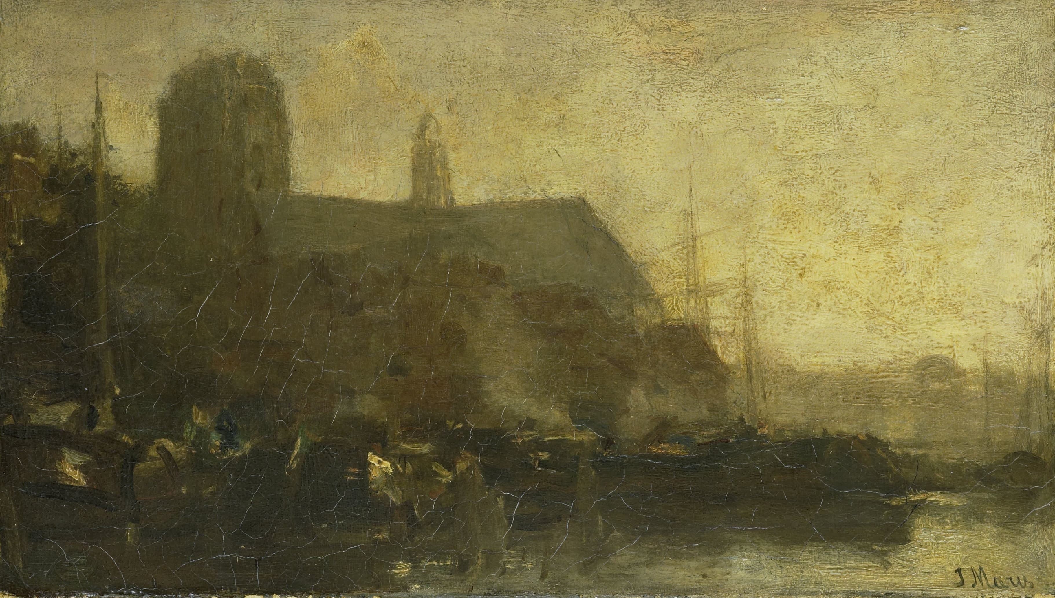 Schepen in de haven van Dordrecht — Jacob Maris
