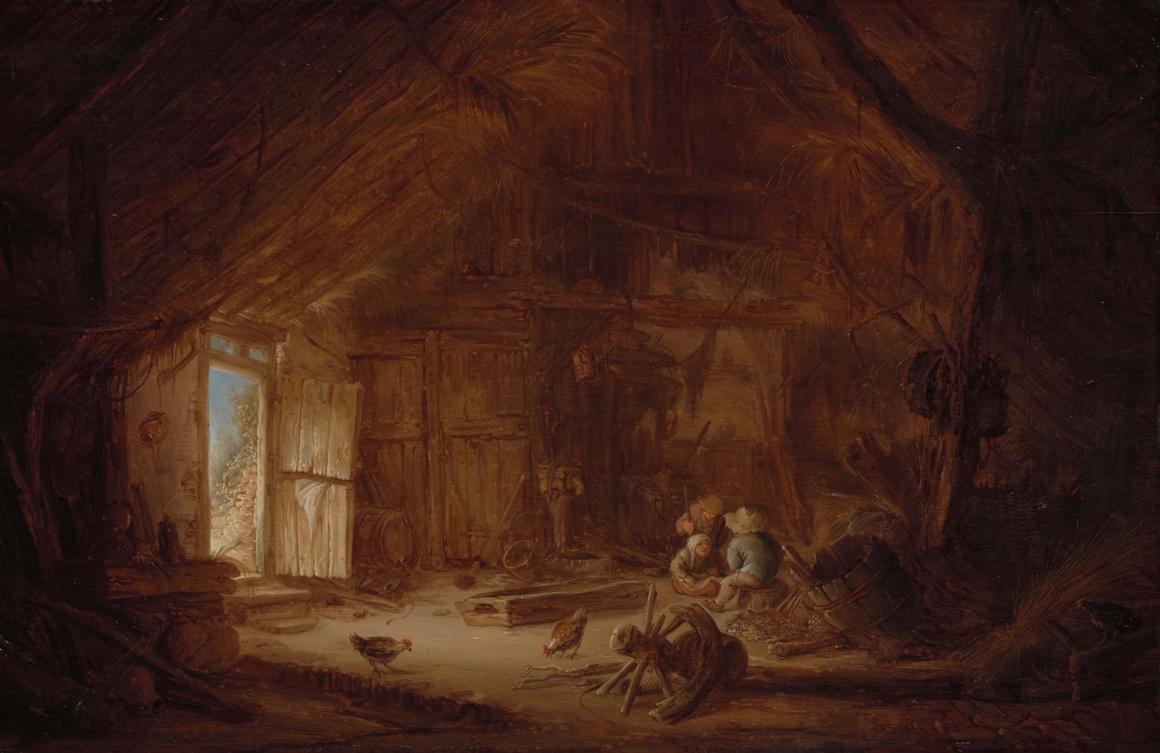Interior of a Stable with three Children — Isaac van Ostade
