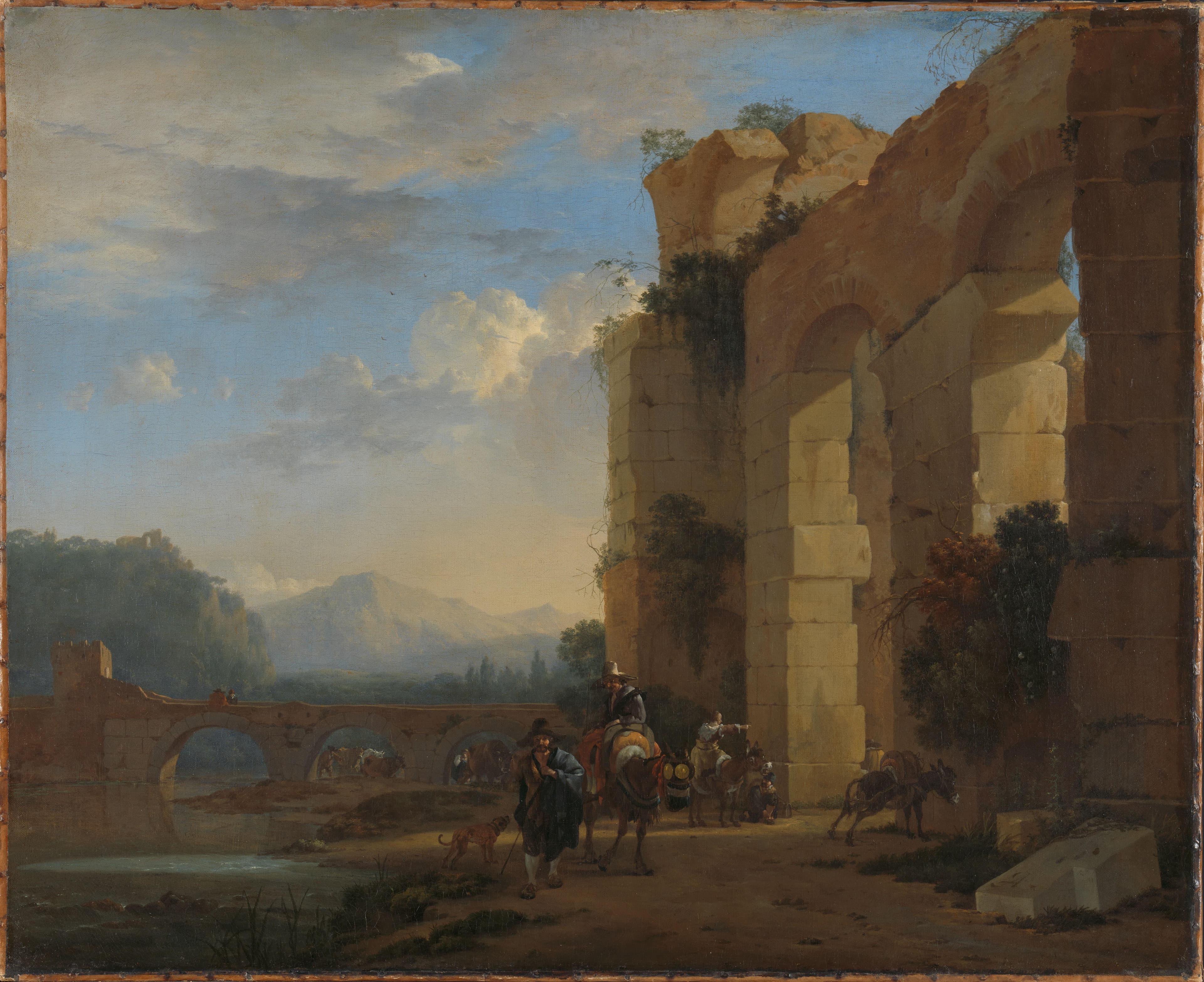 Donkey Drivers beside a ruin in Italy — Jan Asselijn